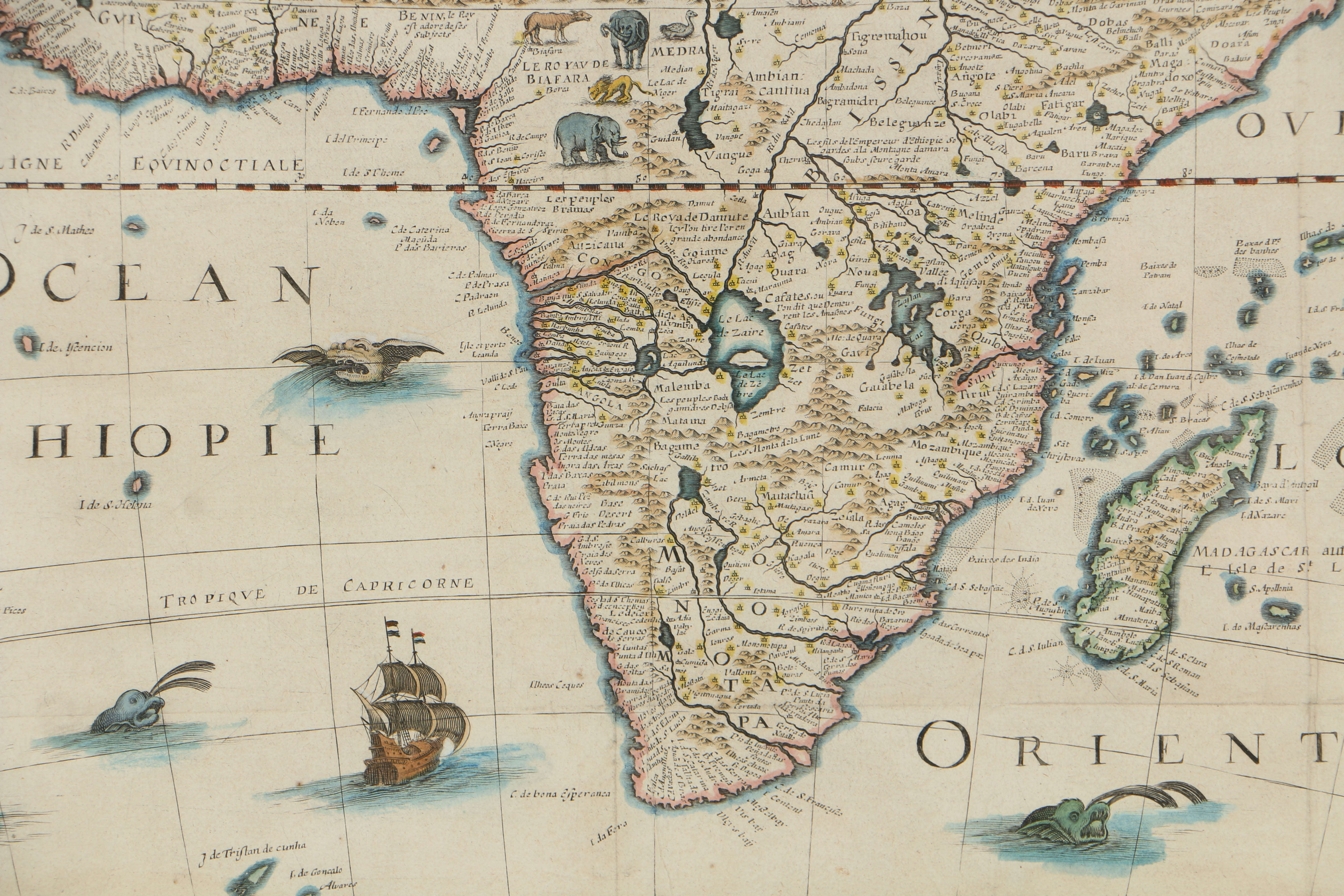 Antique French Hand-Colored Map of Africa after Petrus Bertius