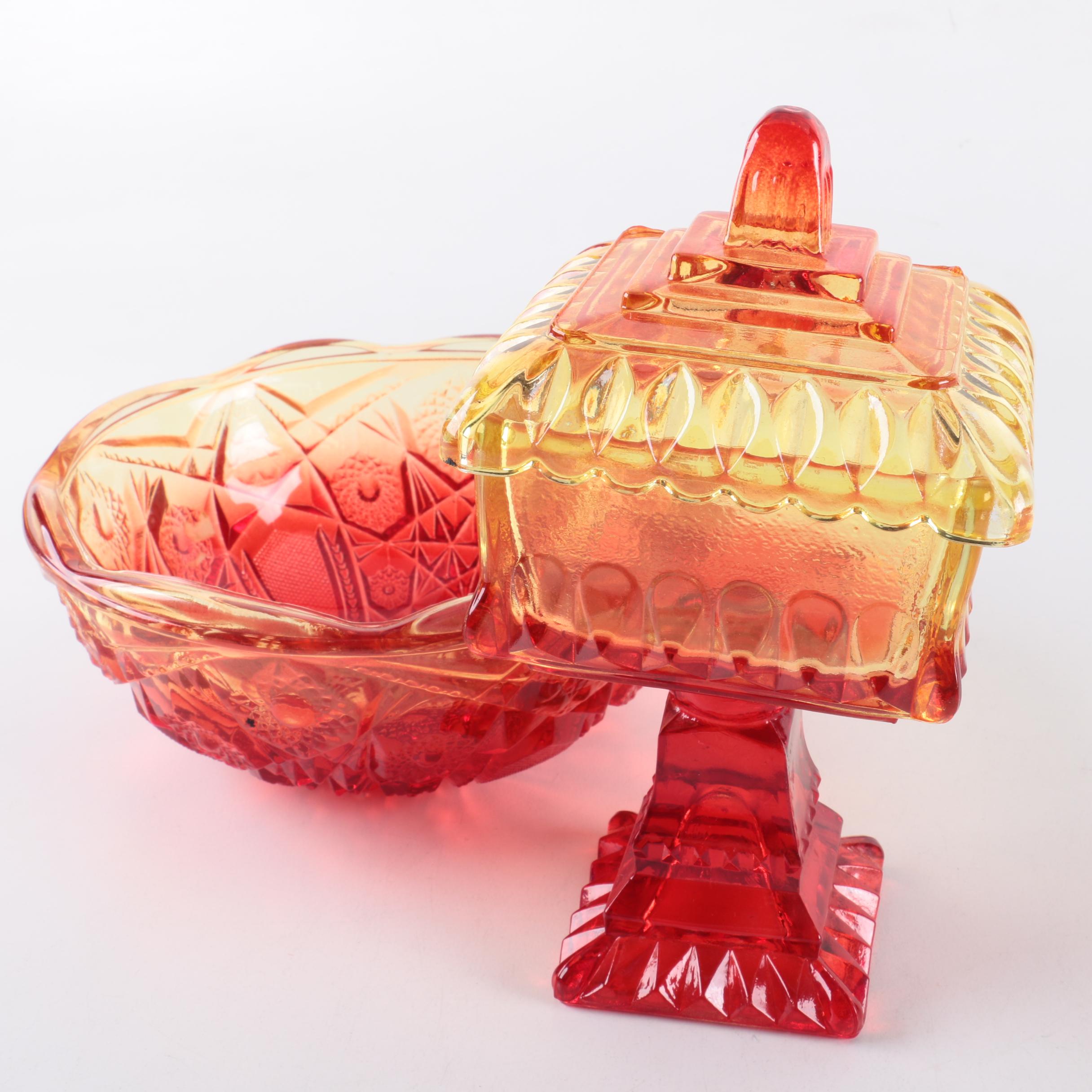 Vintage Amberina Glass Serveware Featuring Jeanette Louisa