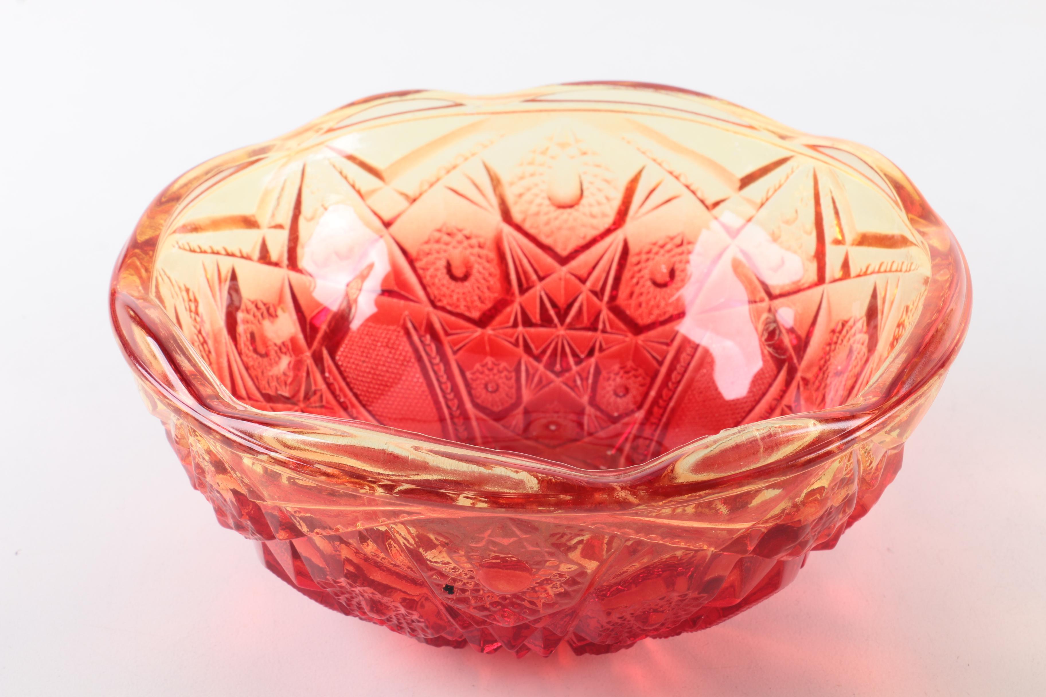 Vintage Amberina Glass Serveware Featuring Jeanette Louisa