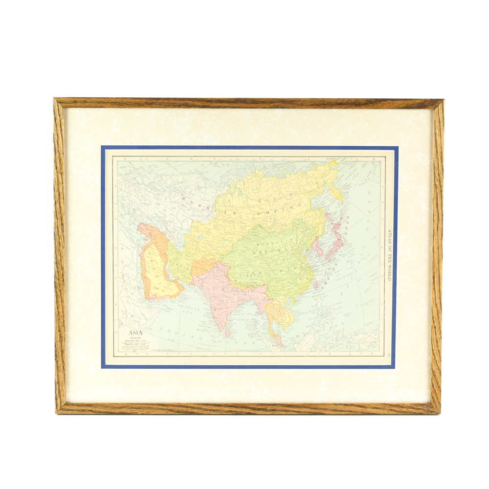 Circa 1914 Rand McNally Map of Asia from "Atlas of the World"