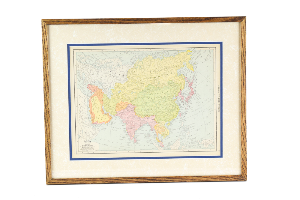 Circa 1914 Rand McNally Map of Asia from "Atlas of the World"