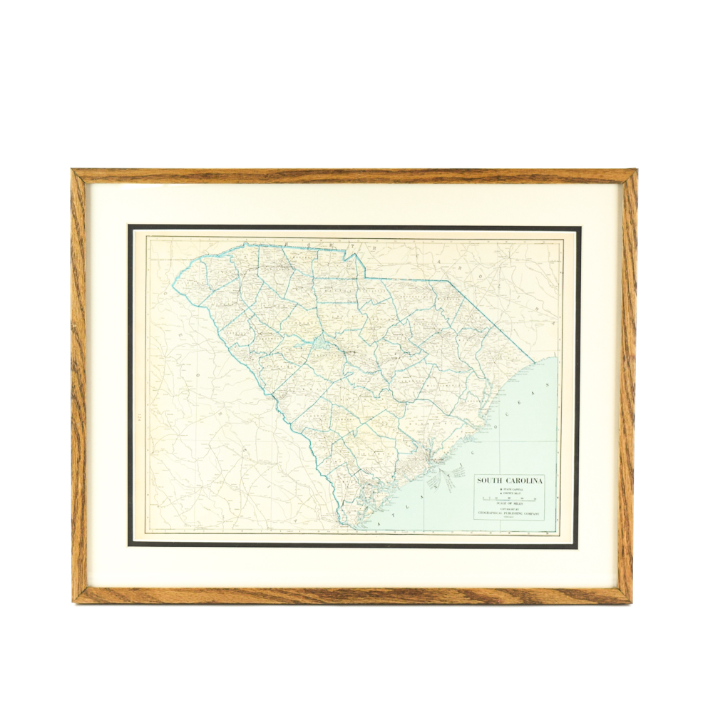 Mid Century Geographical Publishing Company Map of South Carolina