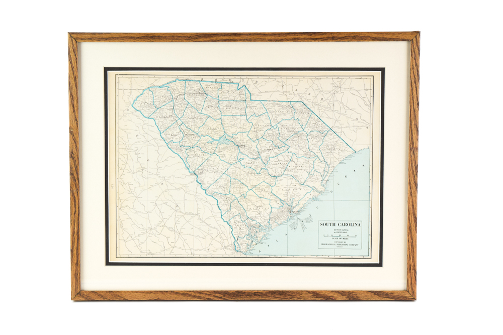 Mid Century Geographical Publishing Company Map of South Carolina