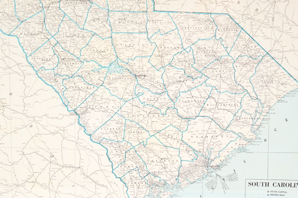 Mid Century Geographical Publishing Company Map of South Carolina