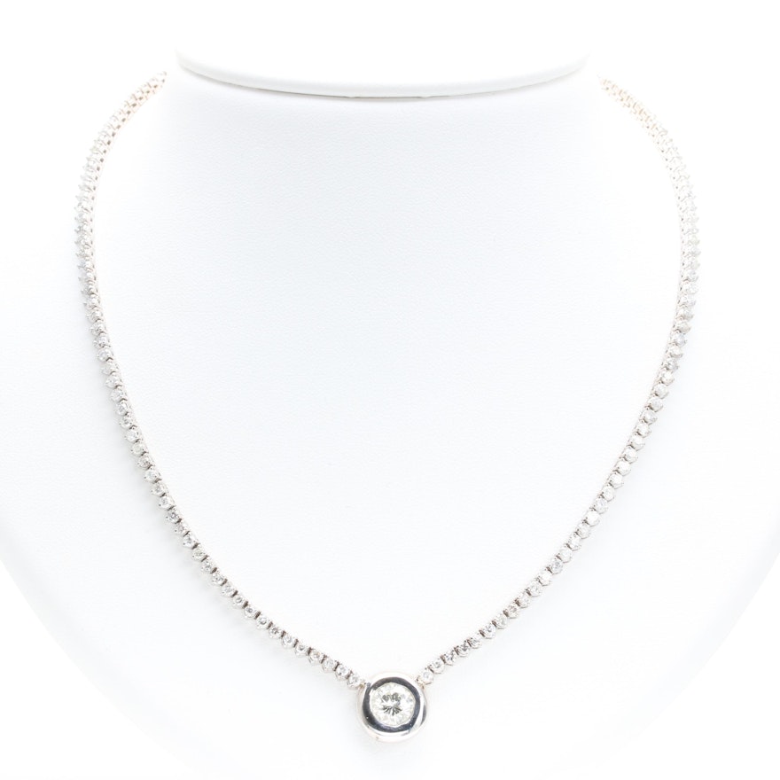 14K White Gold 6.40 CTW Diamond Necklace