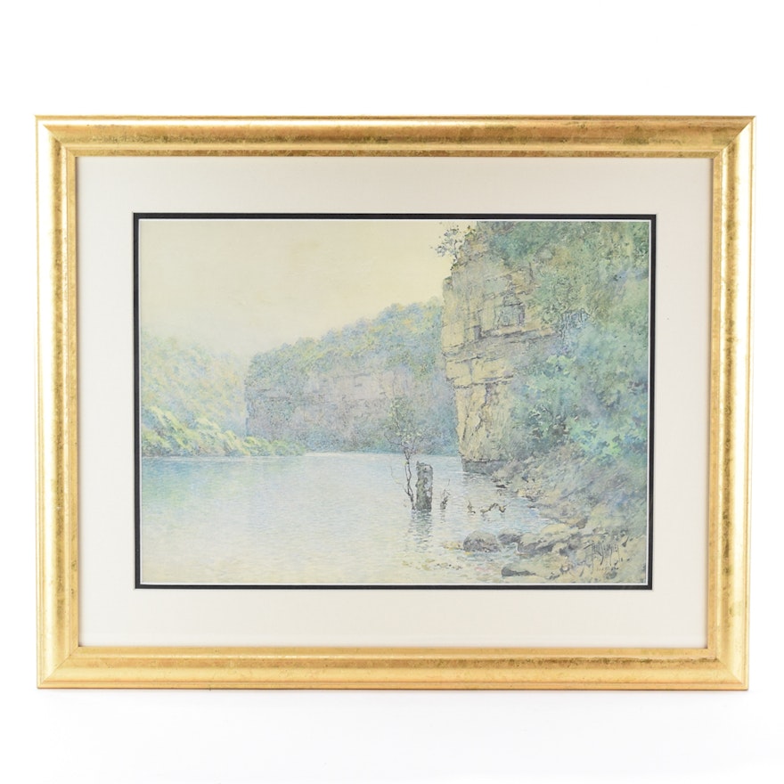 Limited Edition Offset Lithograph After Paul Sawyier "Quiet Palisades"