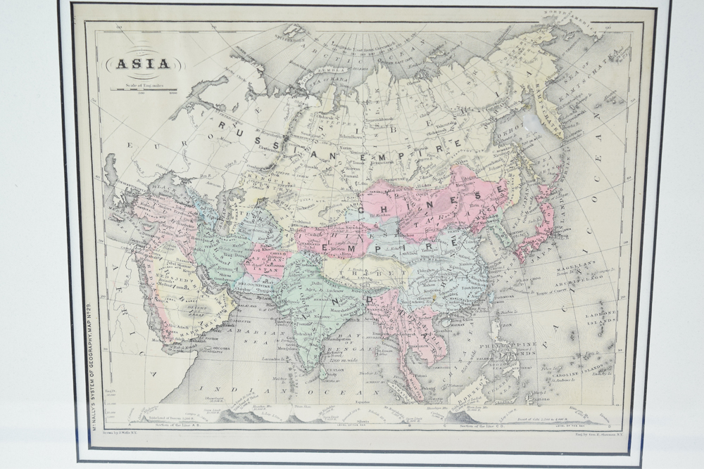 Circa 1860s Map of Asia from "McNally's System of Geography"