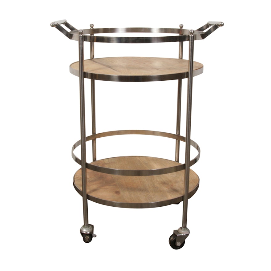 Wood and Chrome Bar Cart