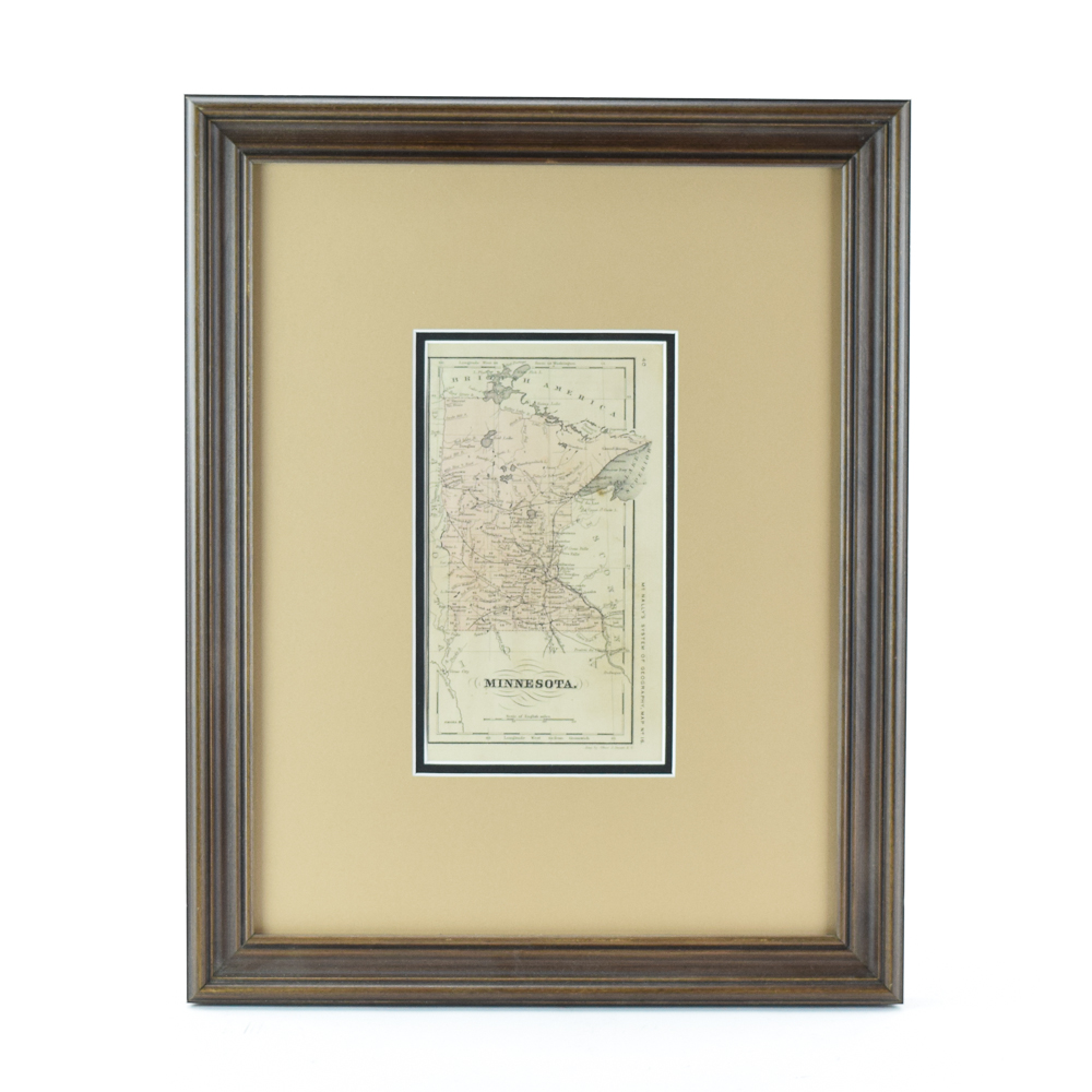 Circa 1860s Map of Minnesota from "McNally's System of Geography"