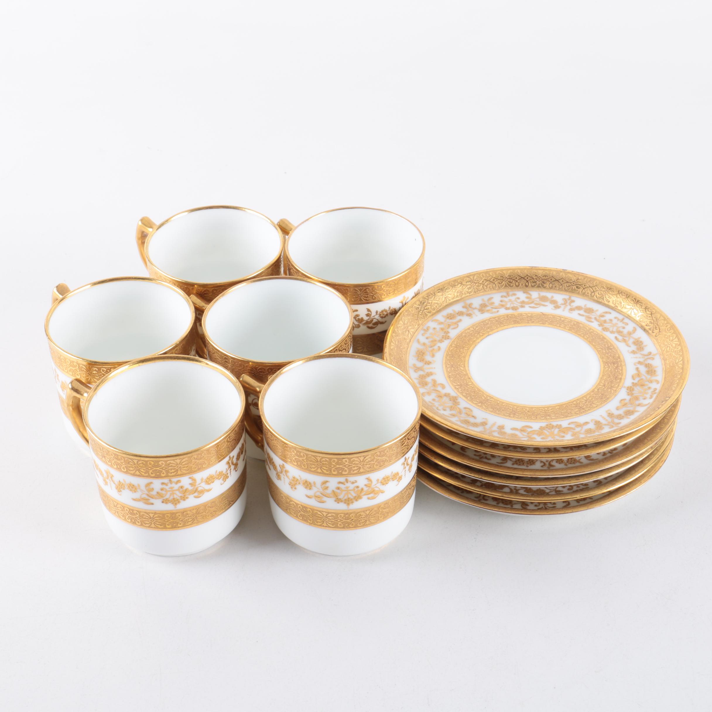 Vintage Adderley's Gilt Porcelain Demitasse Cups and Saucers