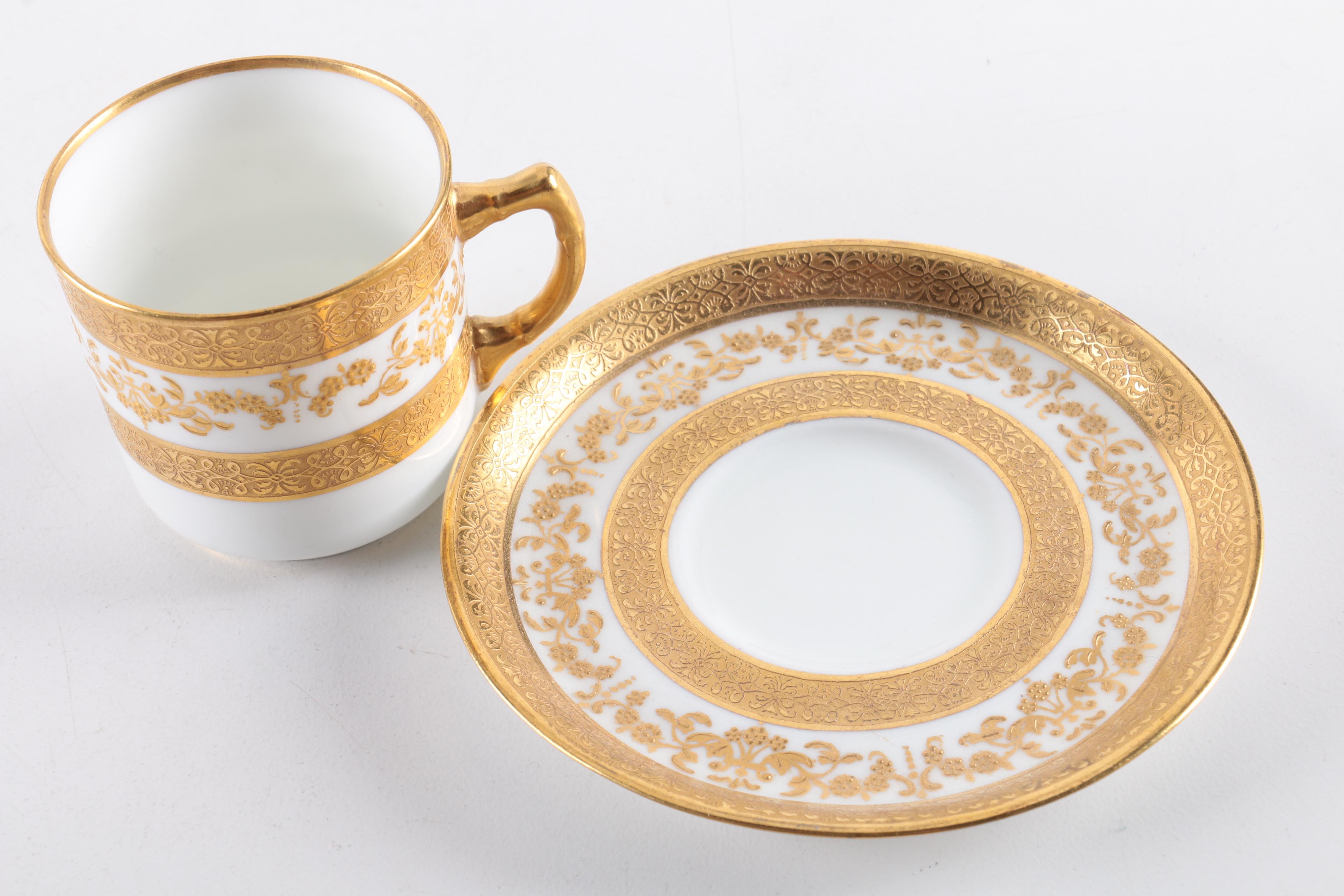 Vintage Adderley's Gilt Porcelain Demitasse Cups and Saucers