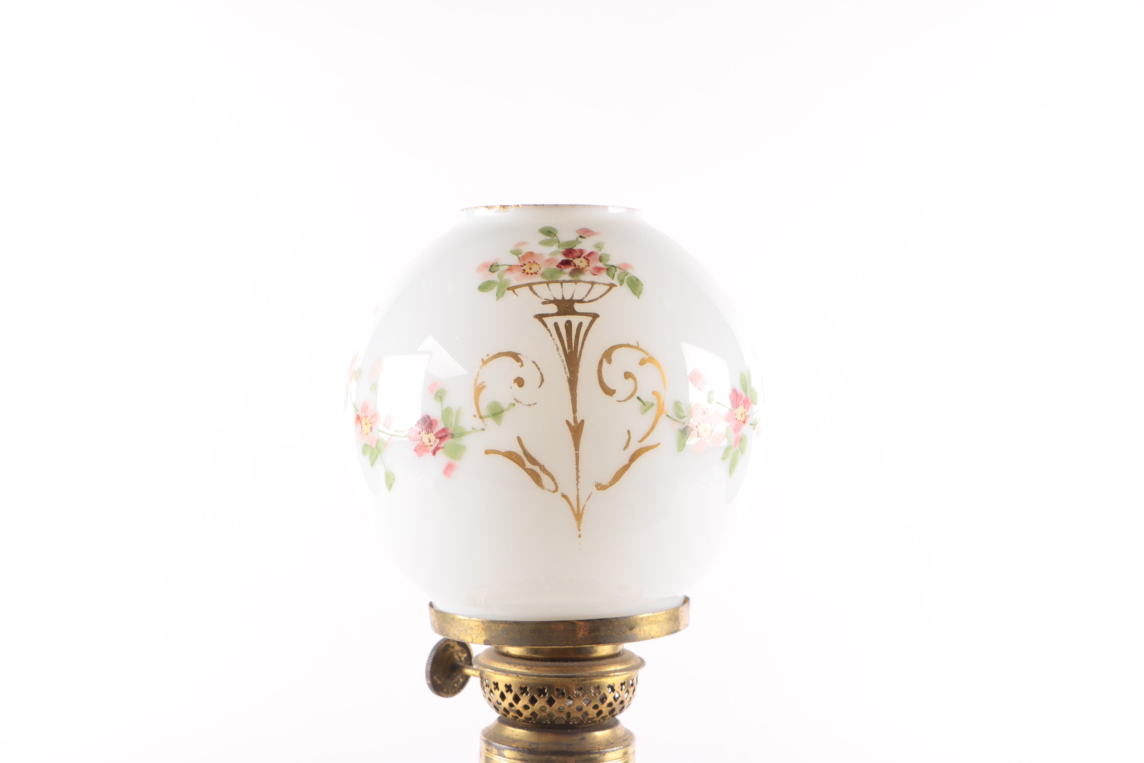 Antique Ceramic Parlor Oil Lamp