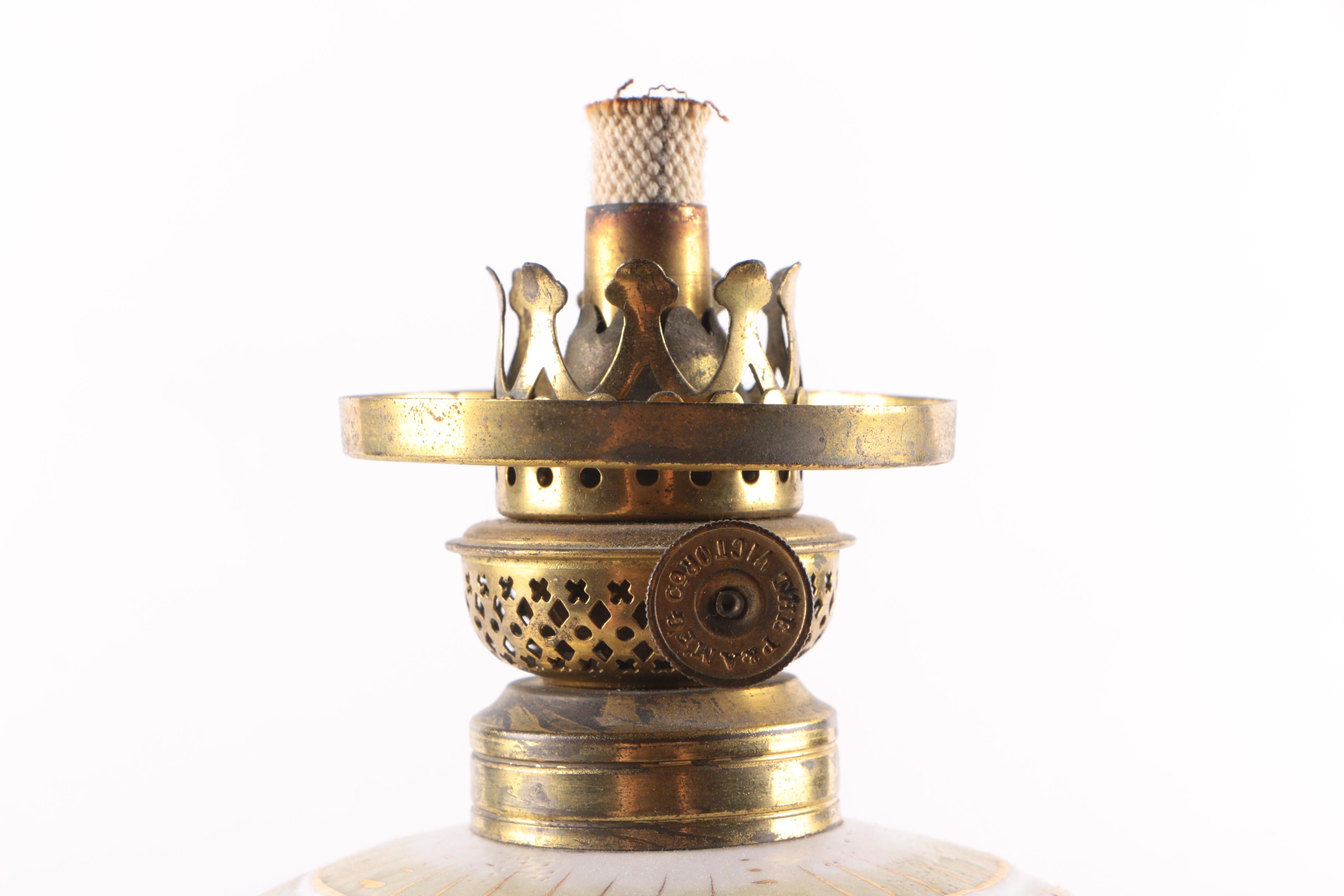 Antique Ceramic Parlor Oil Lamp