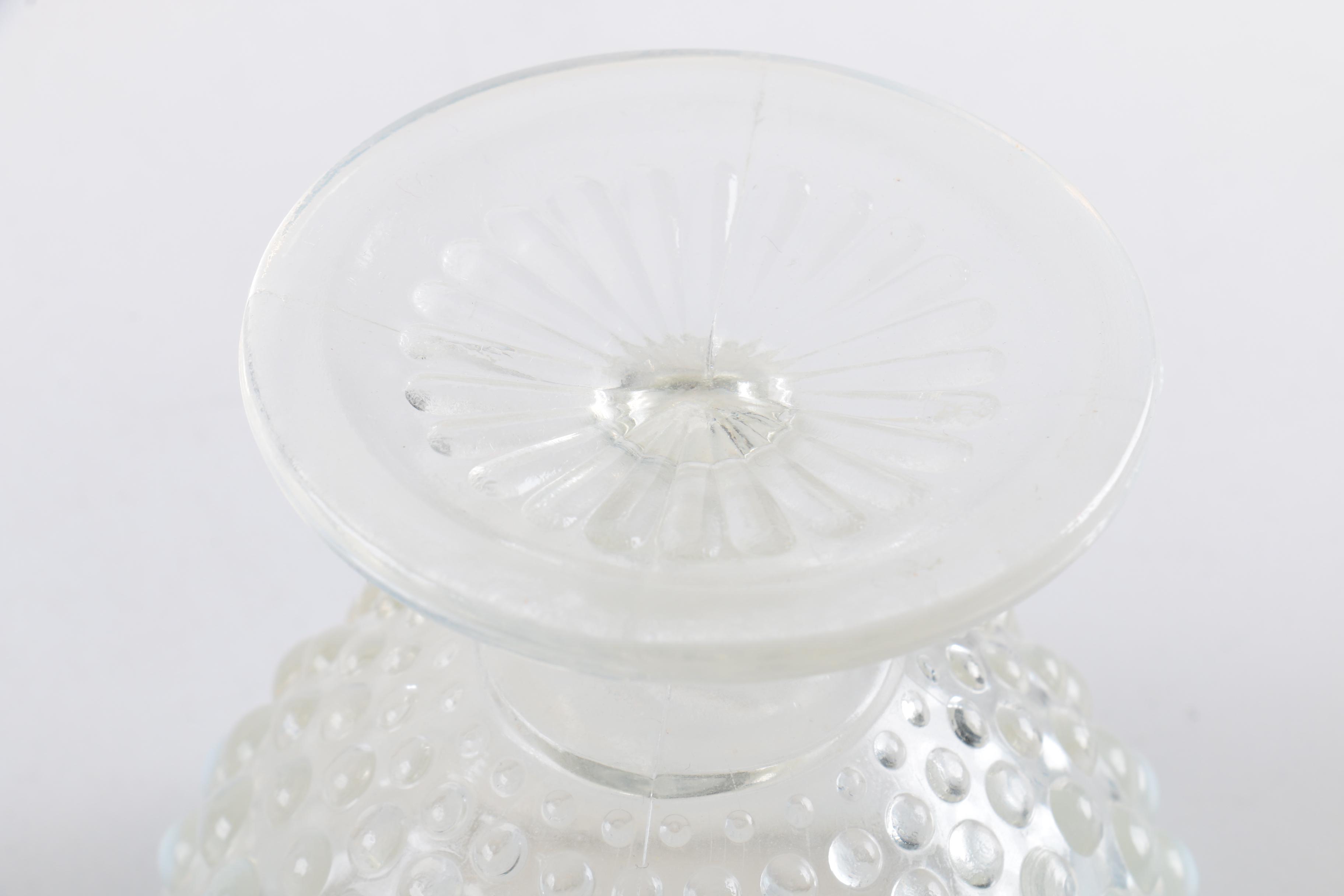 Vintage Fenton "Silvercrest" Milk Glass Bowl and Opalescent Hobnail Cups