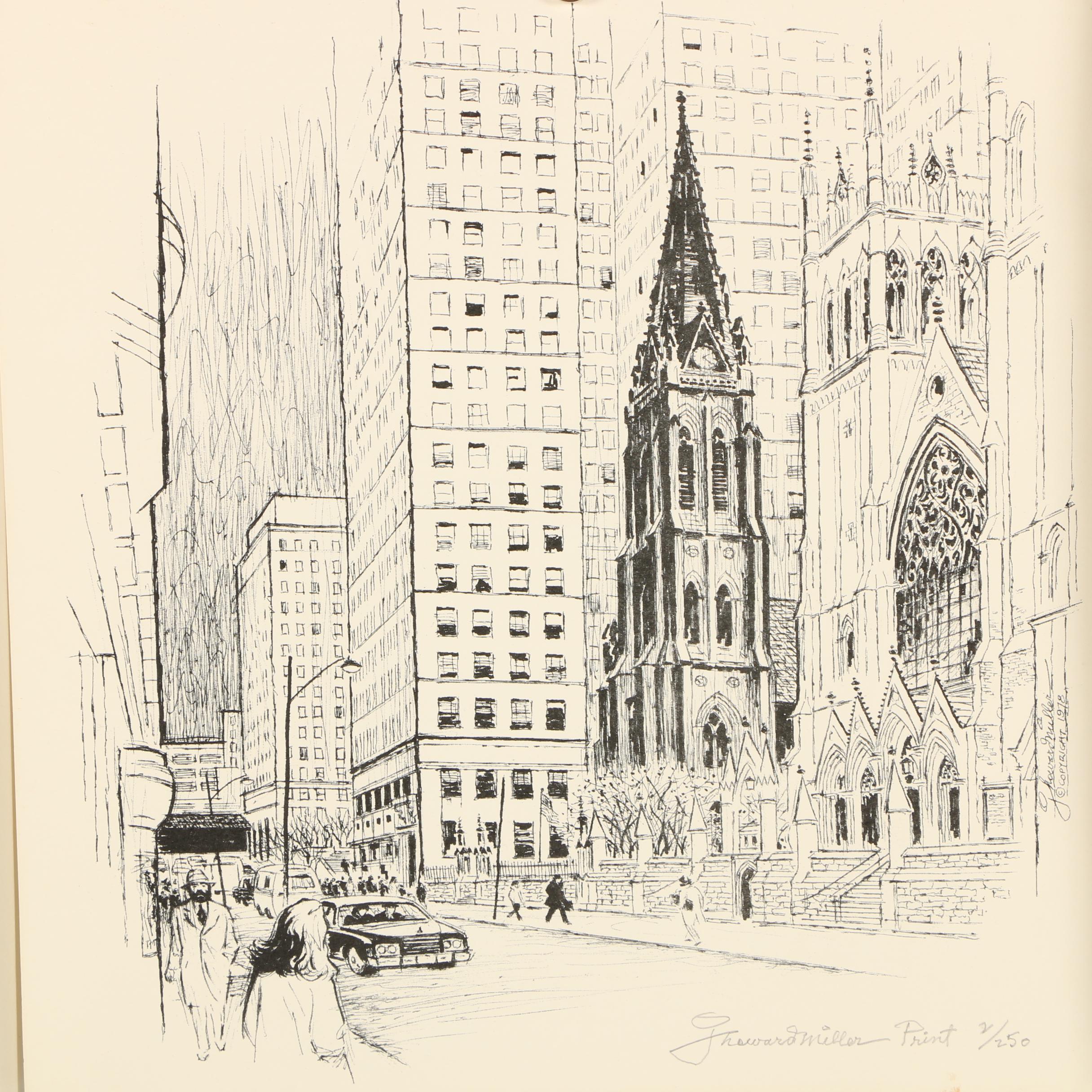 J. Howard Miller Limited Edition Architectural Halftone Prints