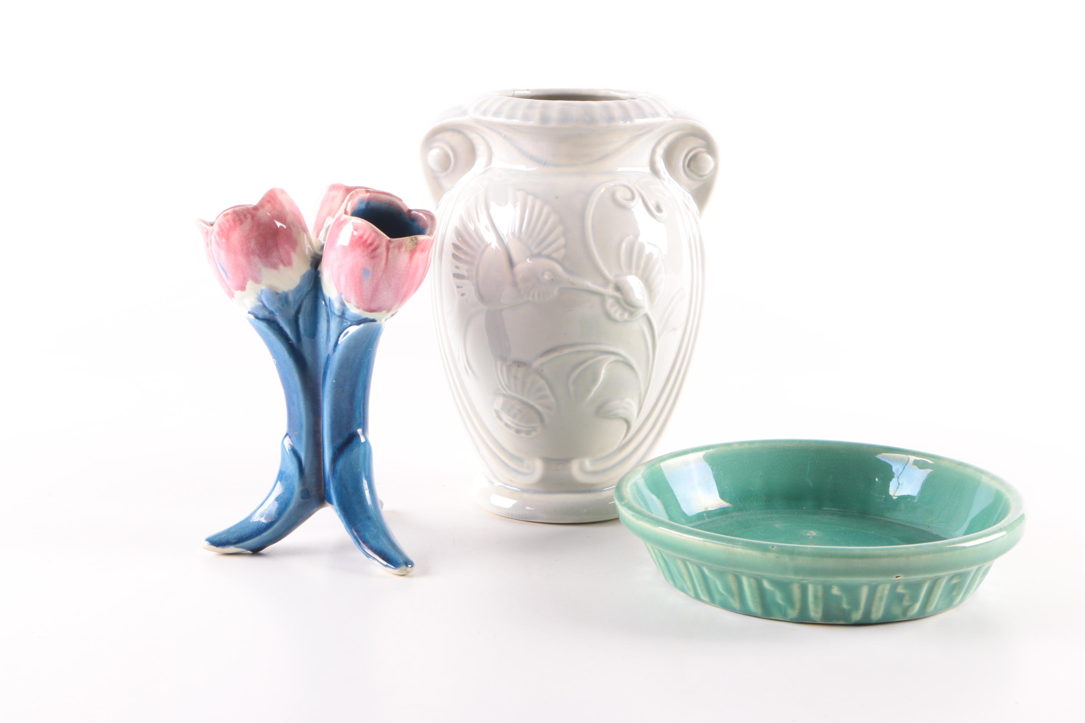 Vintage Ceramic Vases and Underplate