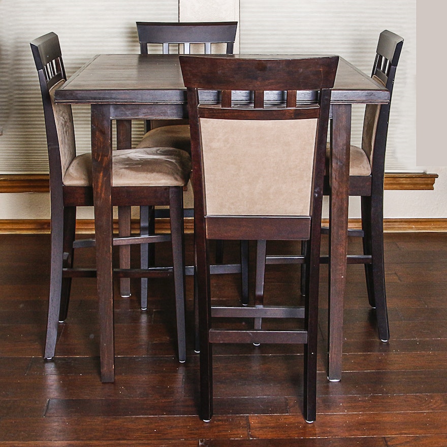 Contemporary Walnut Stained Counter Height Dining Set