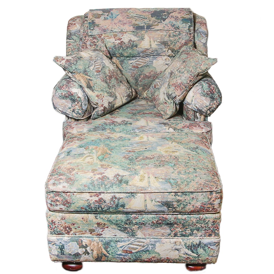 Upholstered Armchair and Ottoman