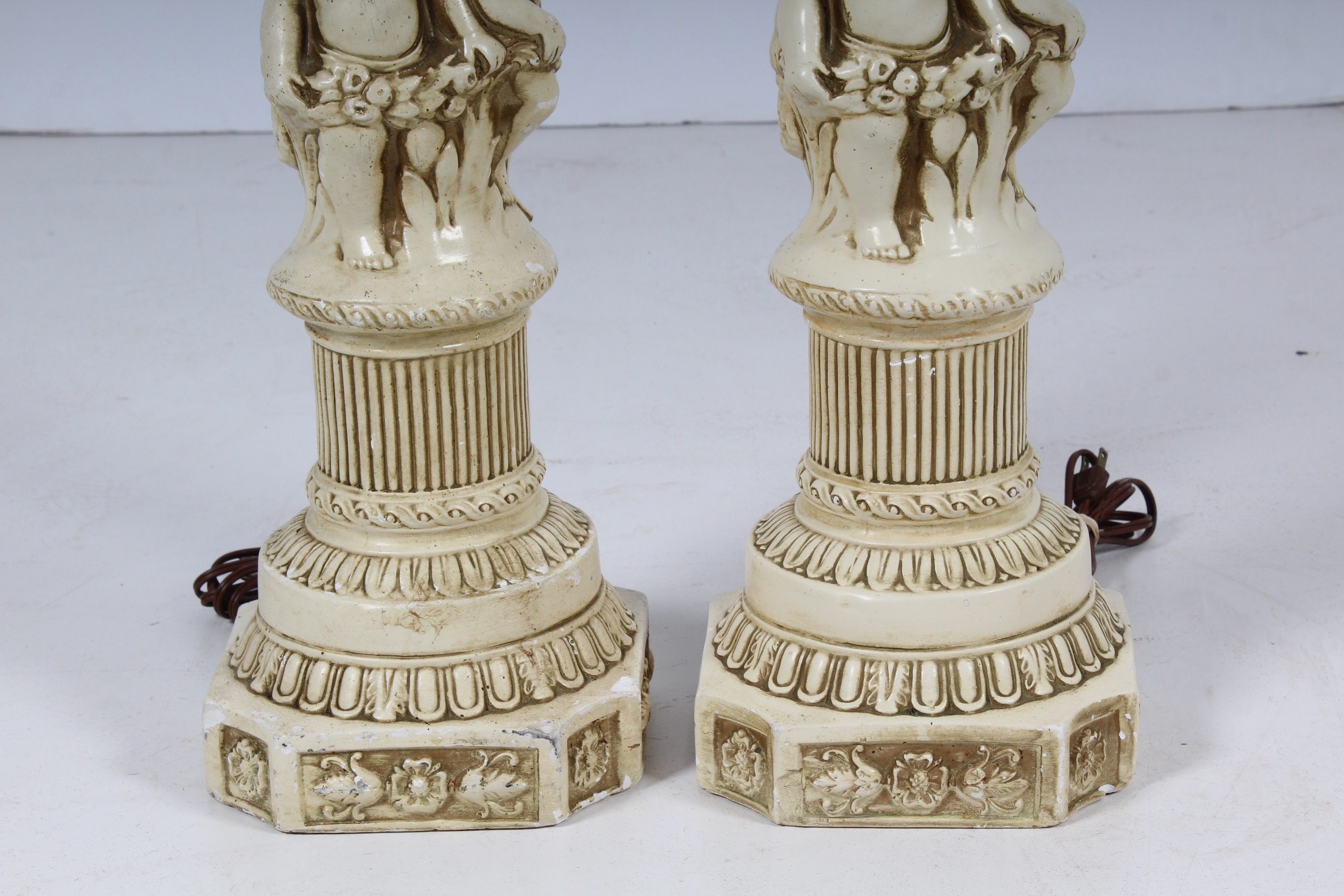 Pair of Vintage Neoclassical Putti Table Lamps