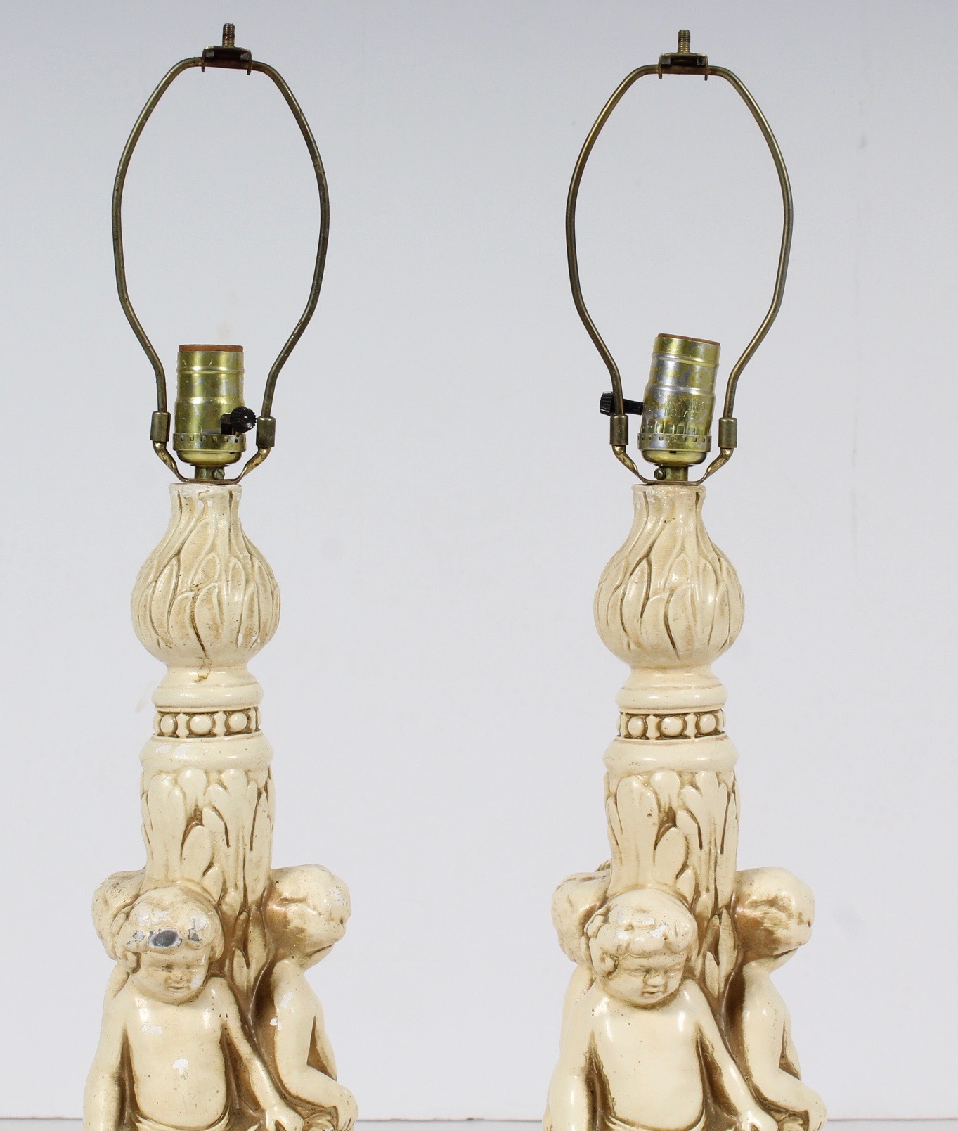 Pair of Vintage Neoclassical Putti Table Lamps