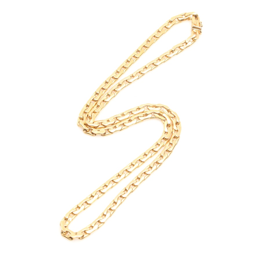 14K Yellow Gold Italian Flat C-Link Chain Necklace