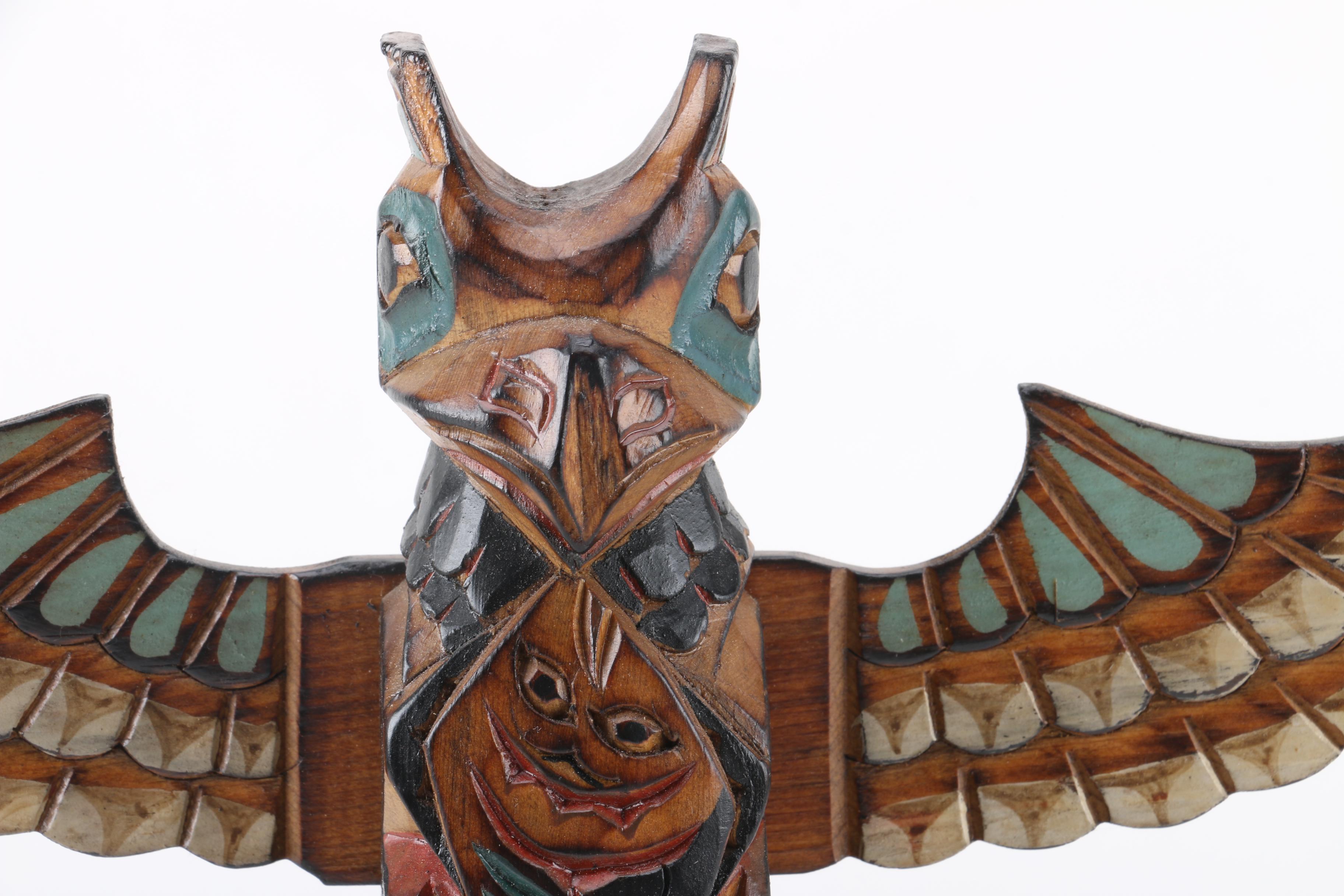 Hand-Carved Pacific Northwest Style Totem Pole