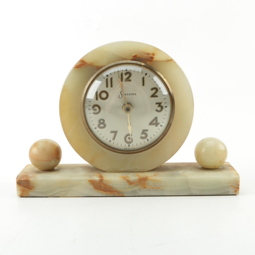 Sessions Art Deco Calcite Mantel Clock