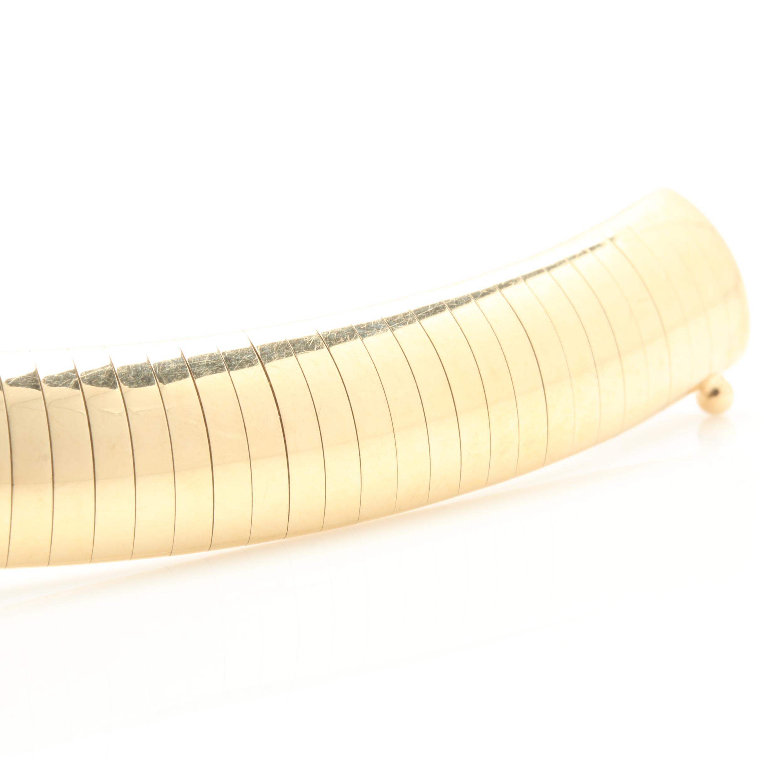 14K Yellow Gold Domed Omega Chain Necklace Extender