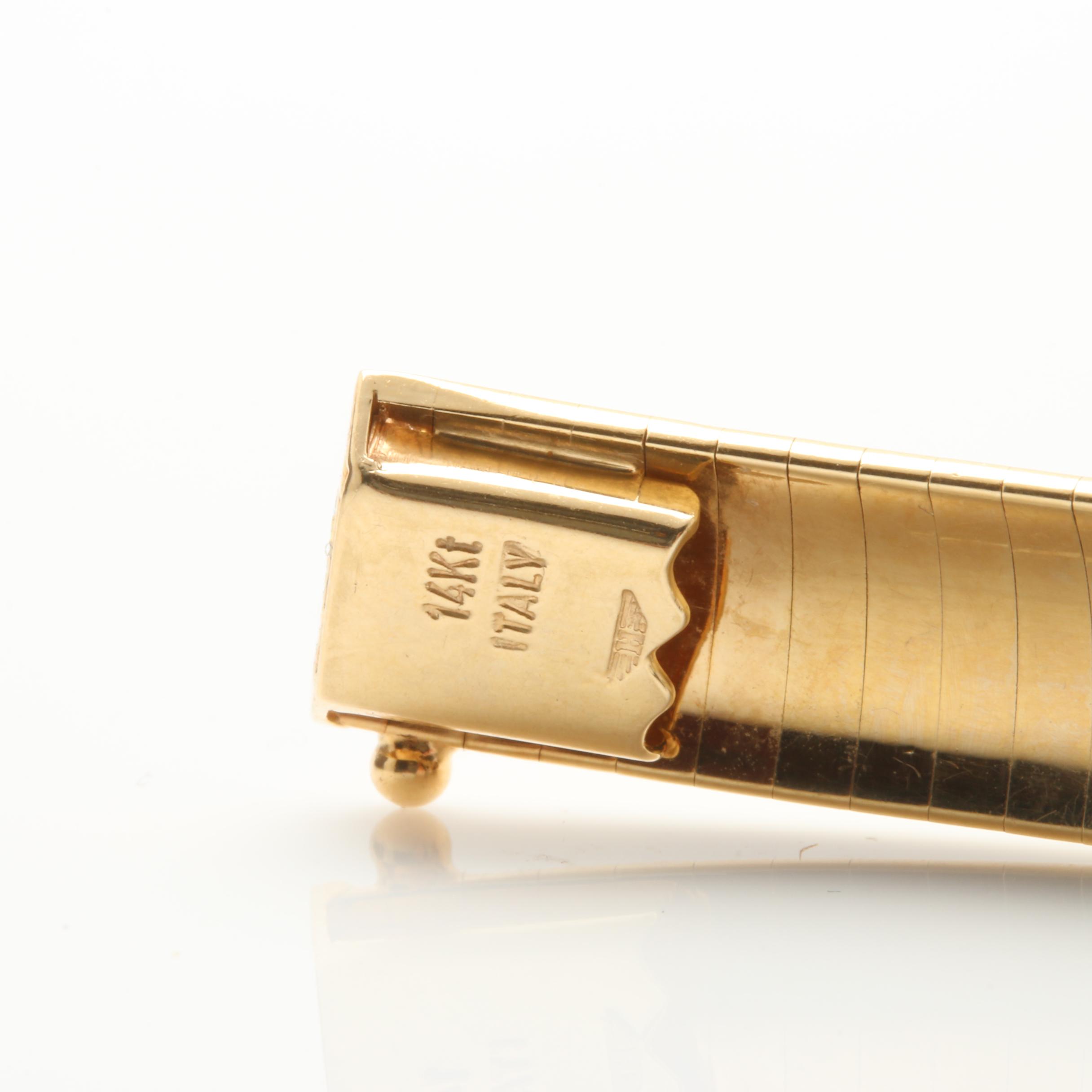 14K Yellow Gold Domed Omega Chain Necklace Extender