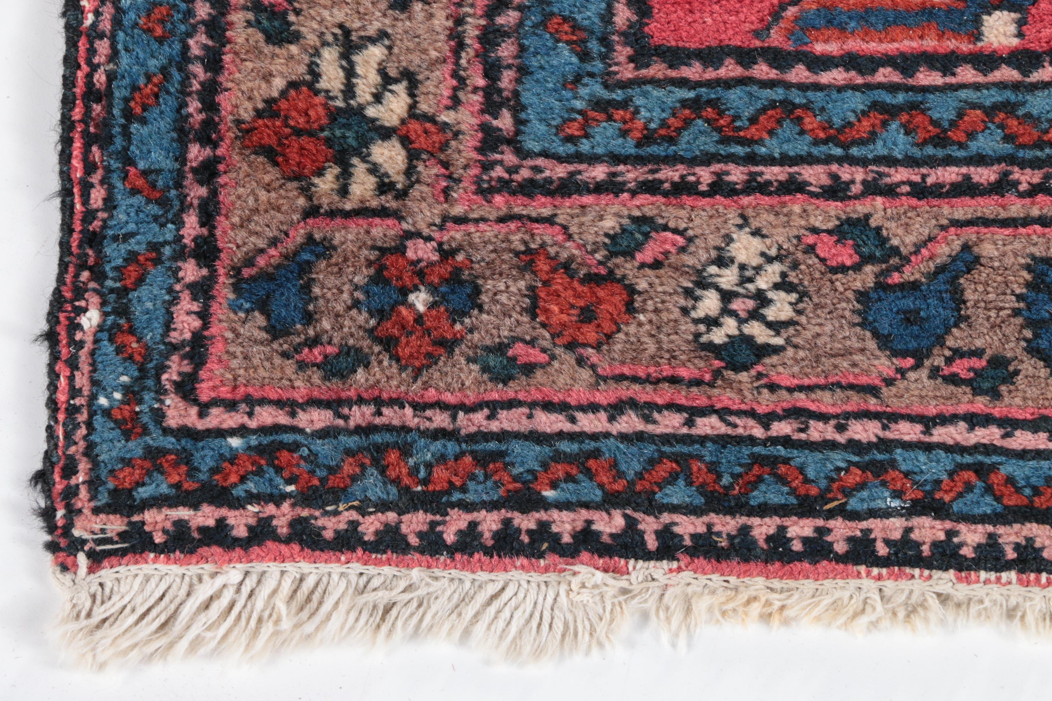 Vintage Hand-Knotted Persian Mehriban Wool Accent Rug