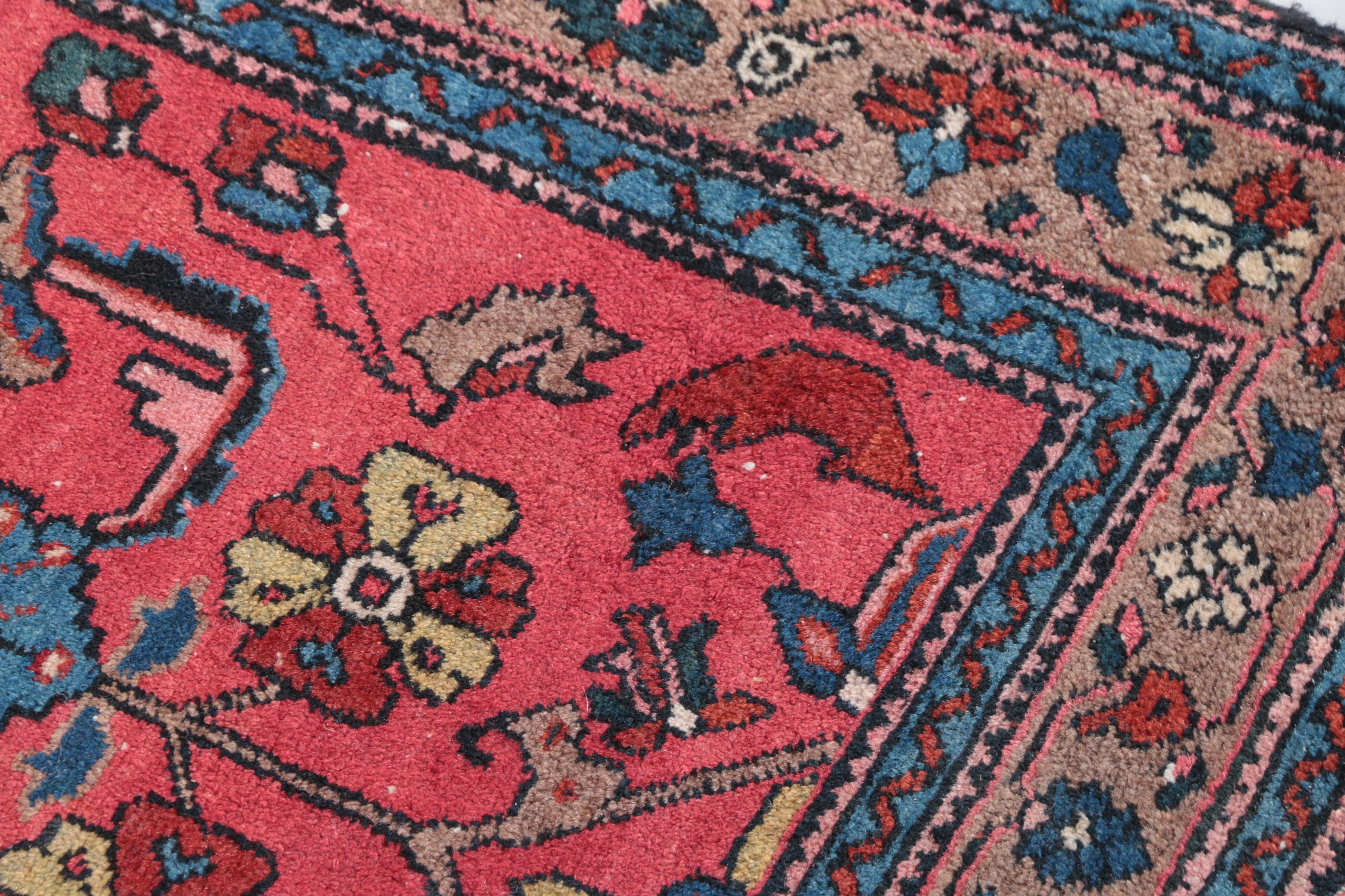 Vintage Hand-Knotted Persian Mehriban Wool Accent Rug