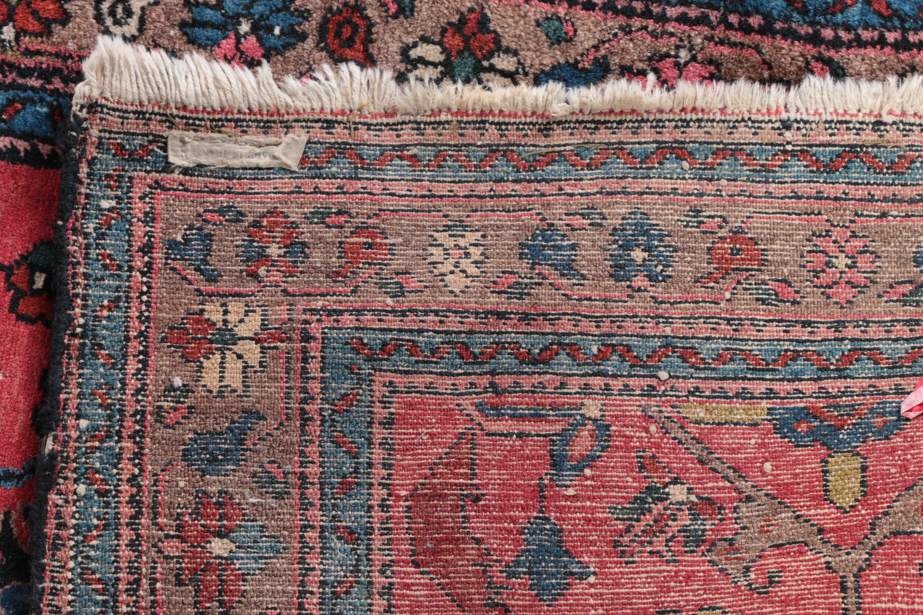 Vintage Hand-Knotted Persian Mehriban Wool Accent Rug