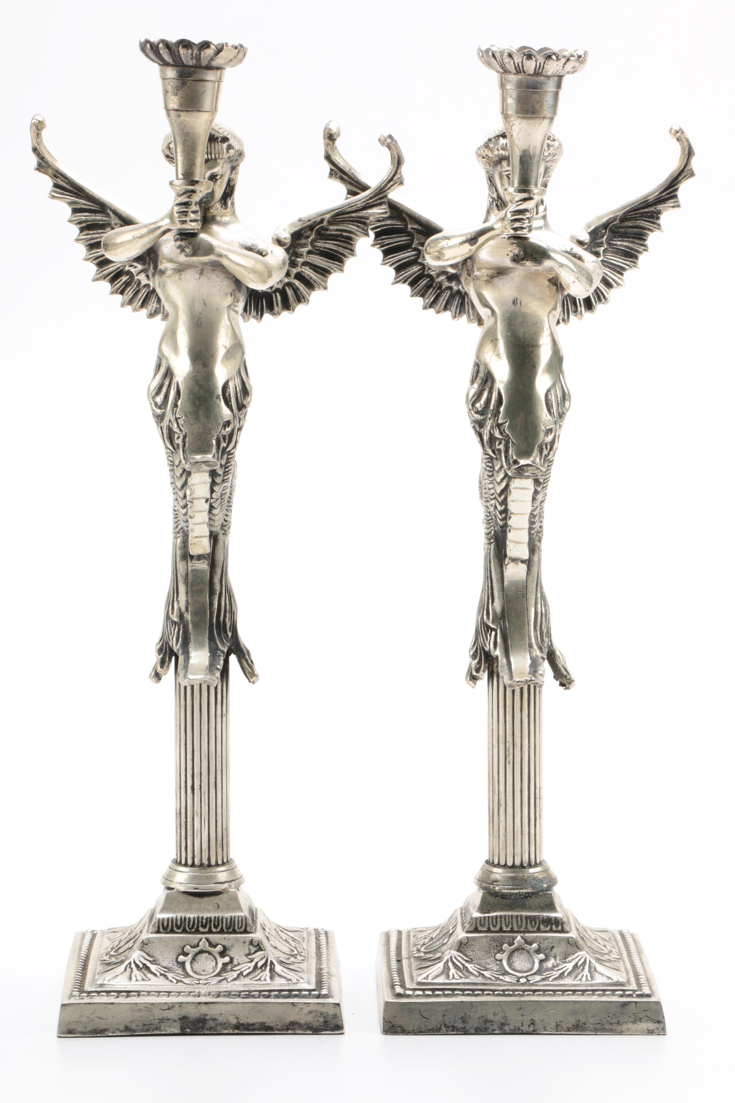 Gothic Sea Goddess Figural Candlestick Holders