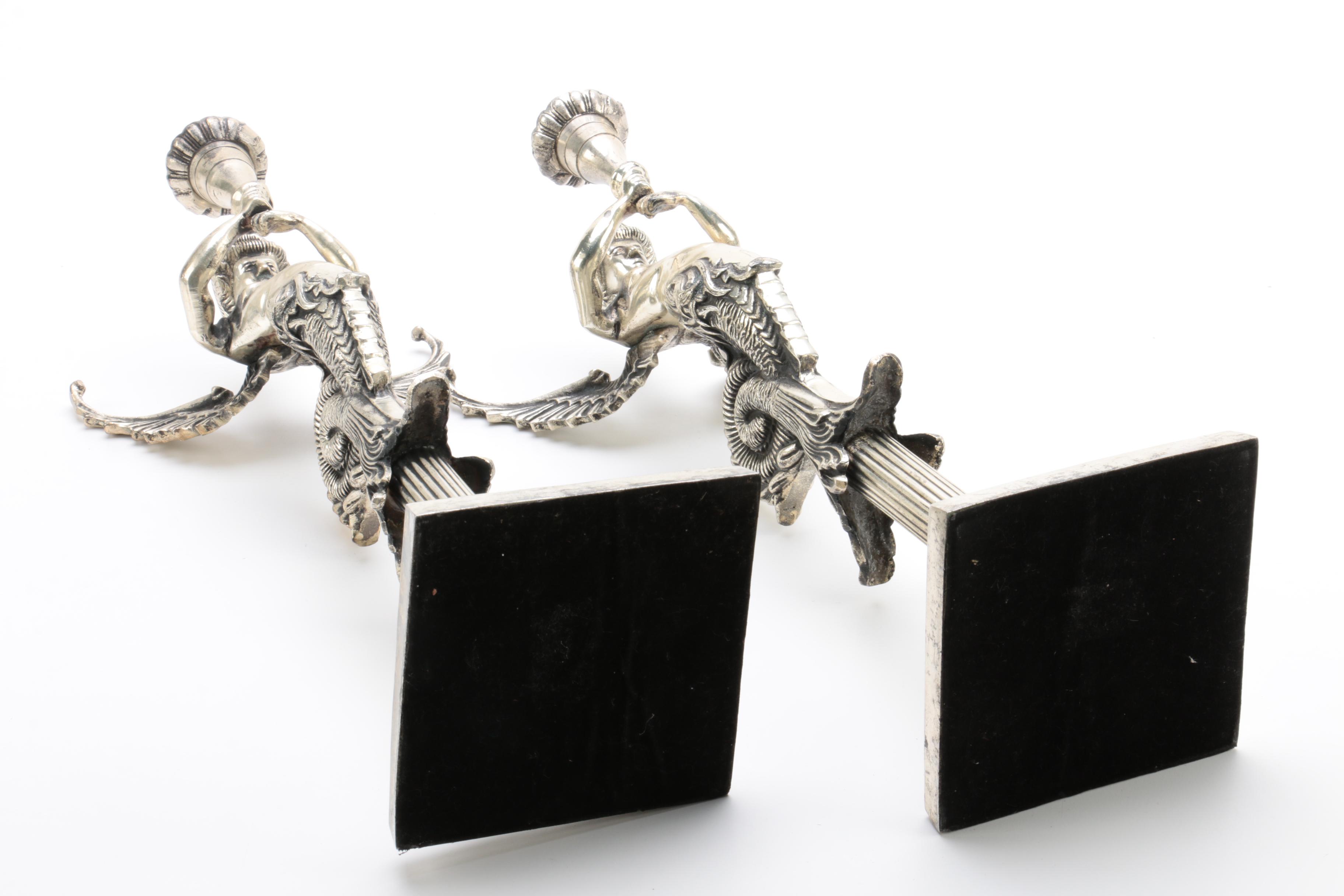 Gothic Sea Goddess Figural Candlestick Holders