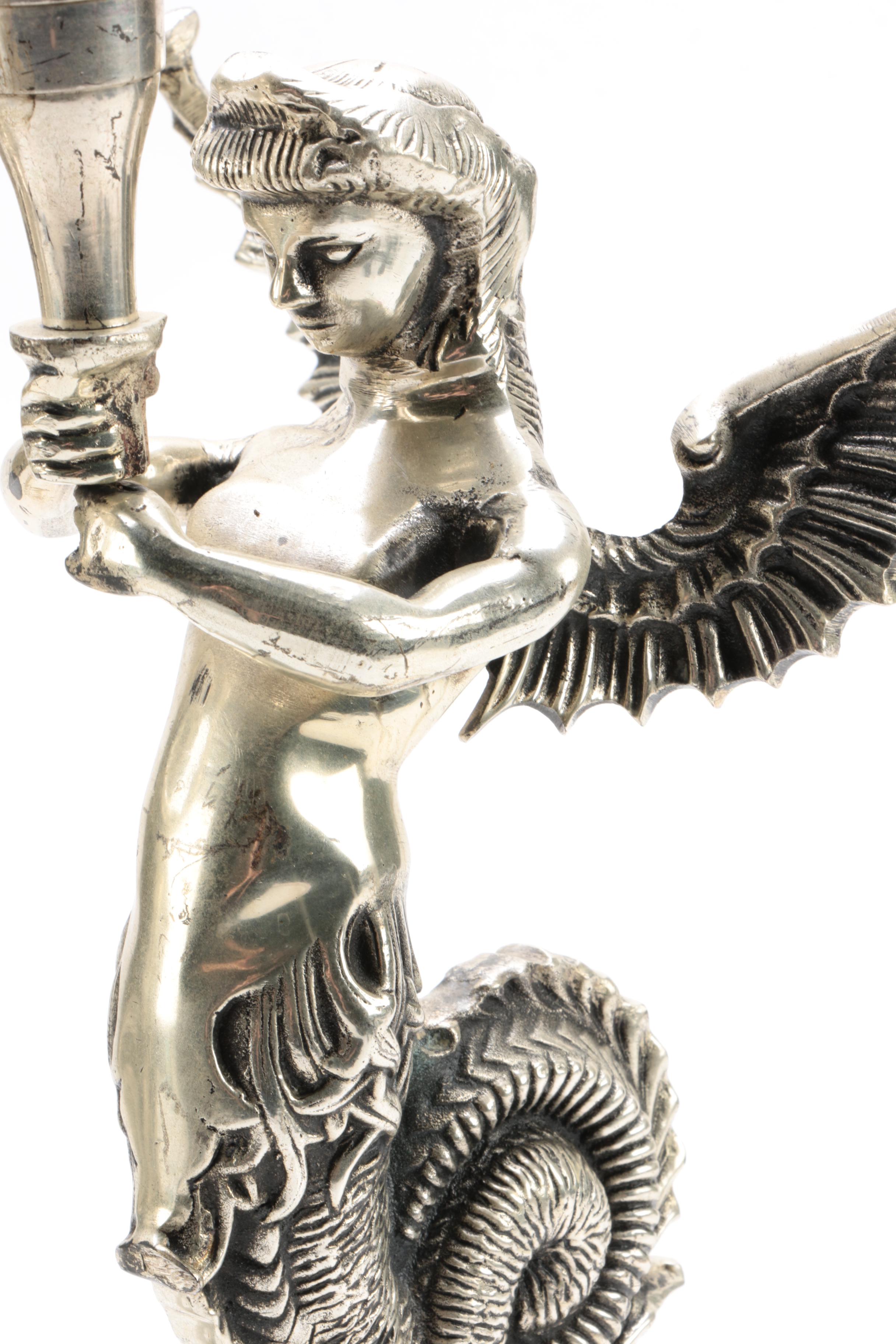 Gothic Sea Goddess Figural Candlestick Holders