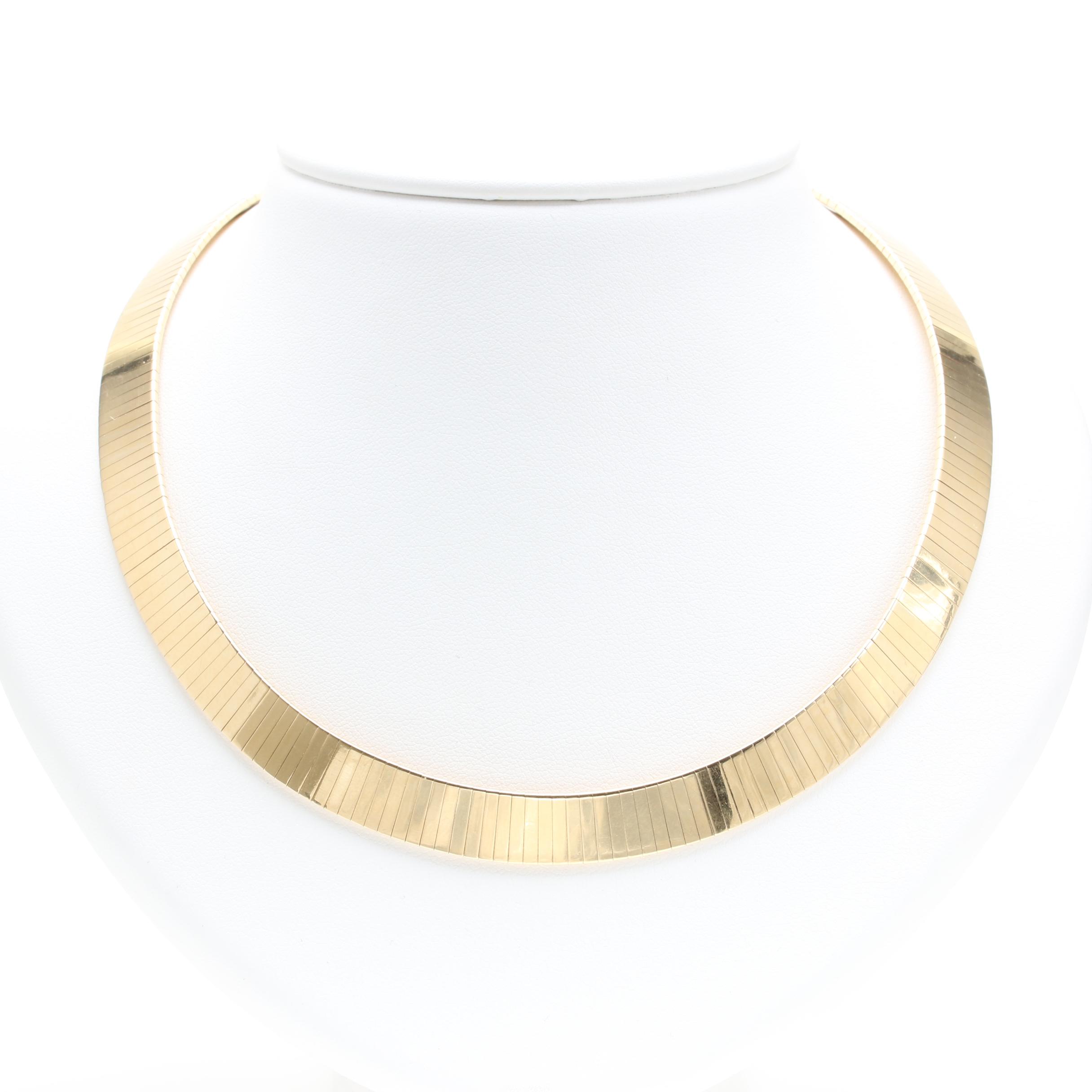 14K Yellow Gold Omega Chain Necklace