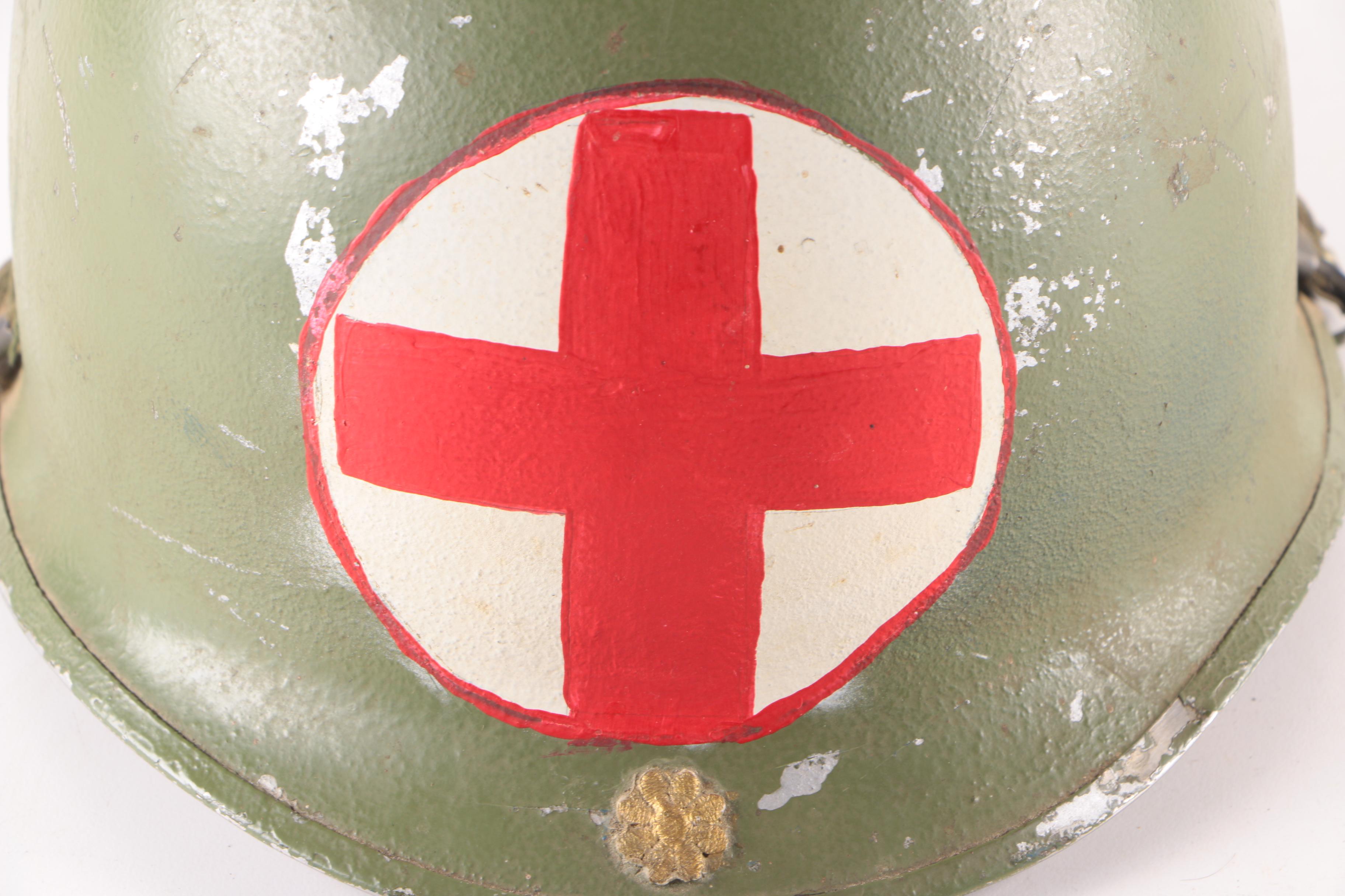 M1 Steel Medic Helmet with Liner with Major's Rank Insignia