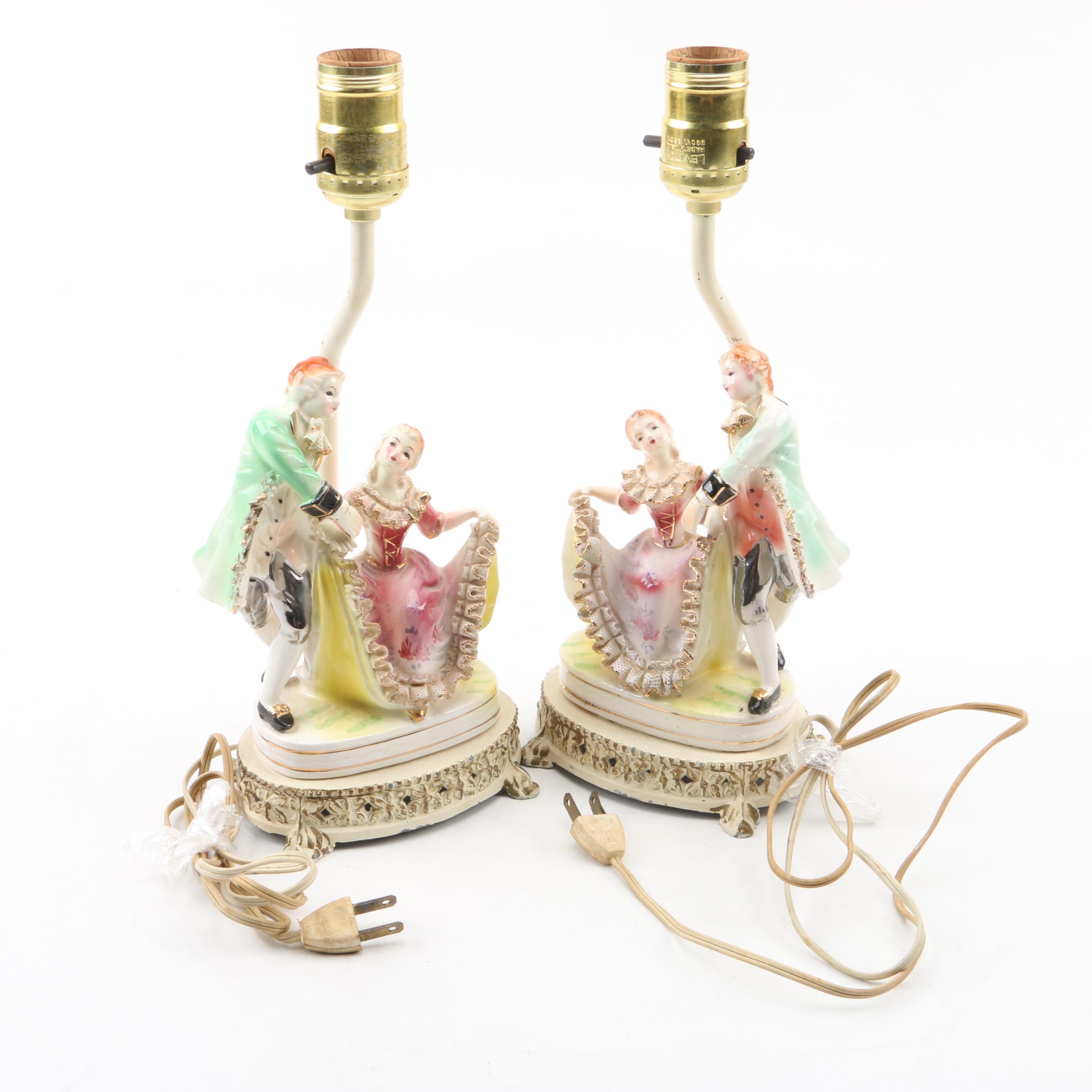 Vintage Hand Painted Figural Table Lamps