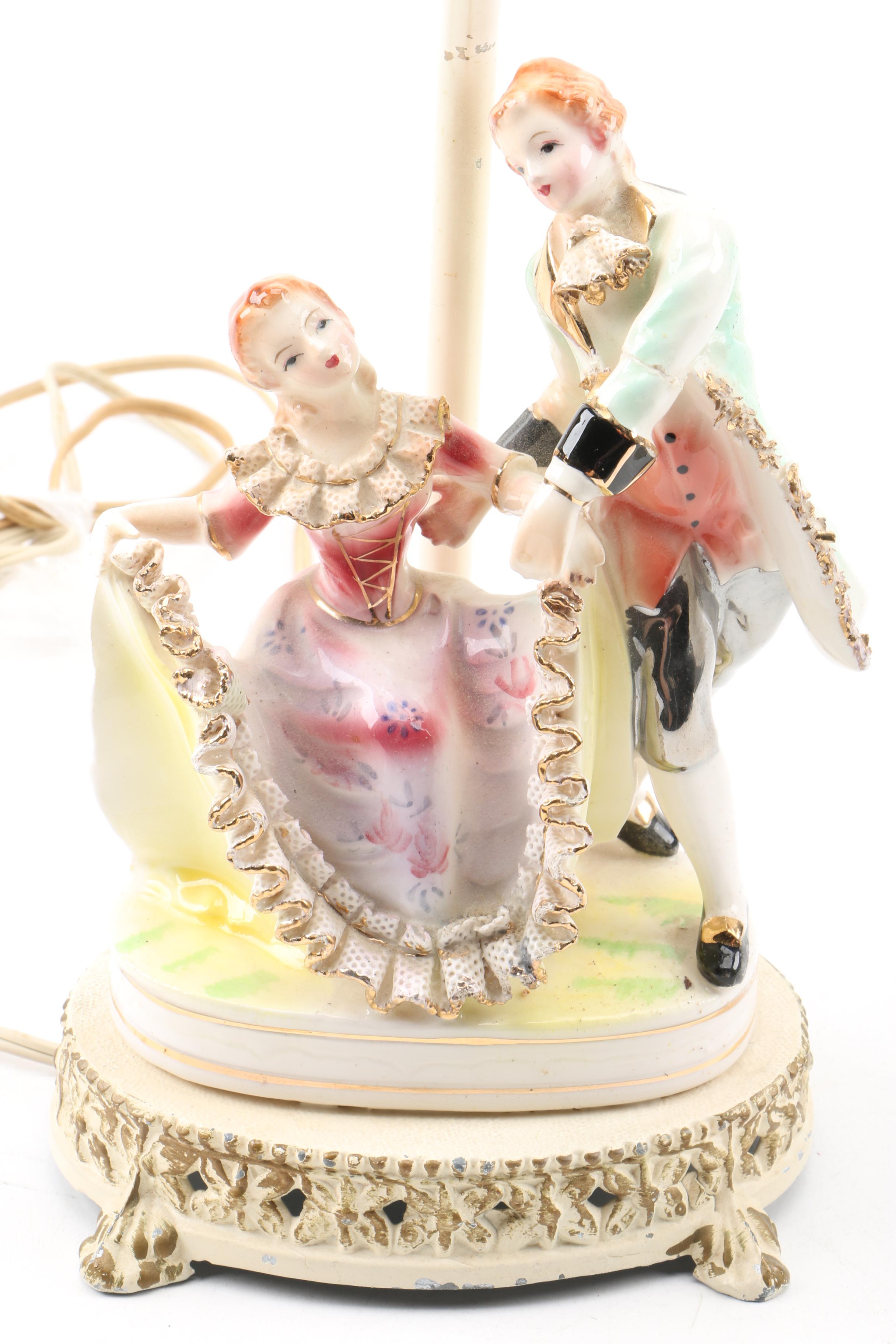 Vintage Hand Painted Figural Table Lamps