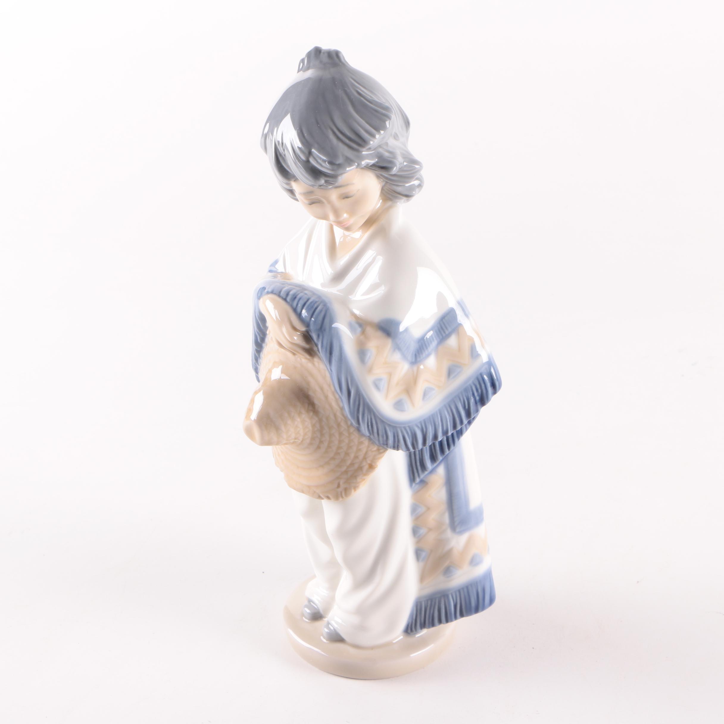 NAO by Lladró Girl Holding Hat Figurine