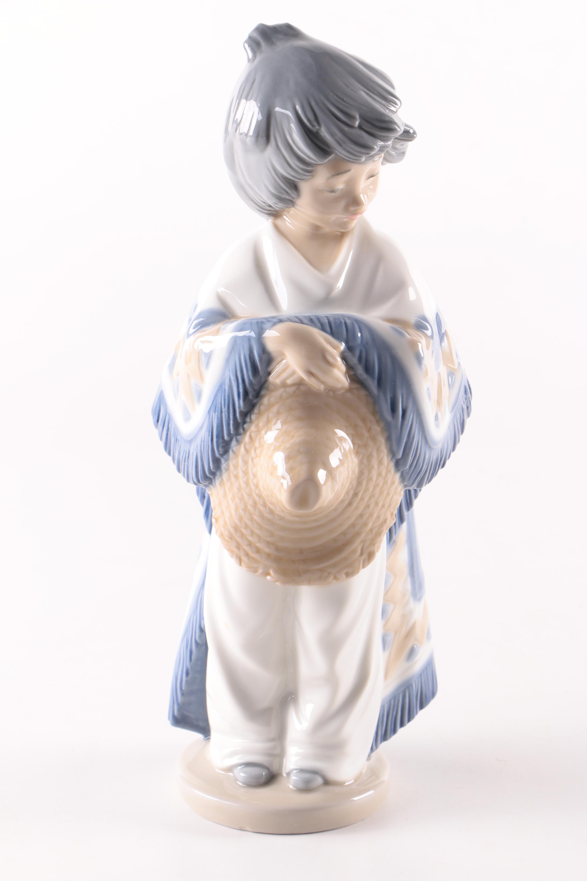 NAO by Lladró Girl Holding Hat Figurine