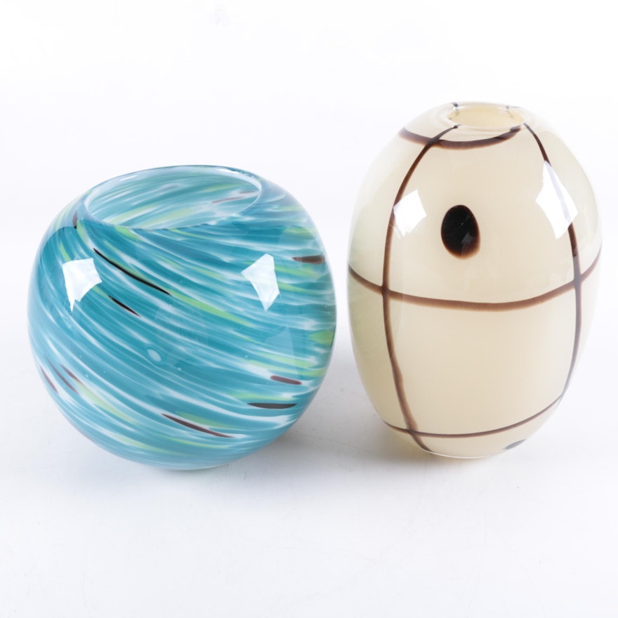 Pair of Handmade Art Glass Vases