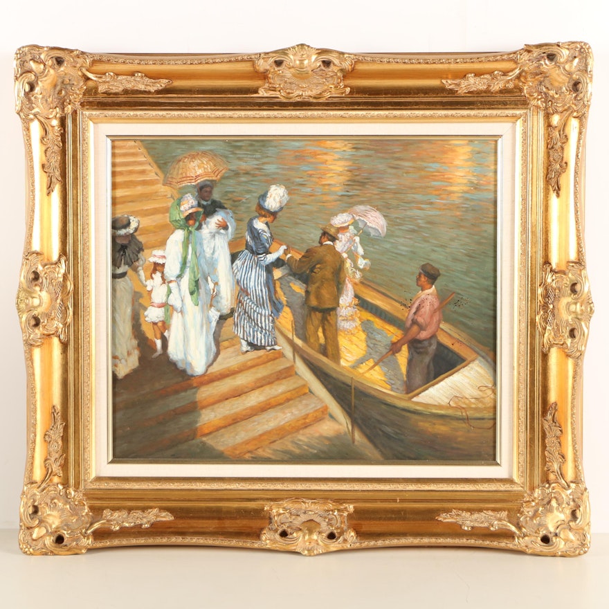 Copy Oil Painting of E. Phillips Fox "The Ferry"
