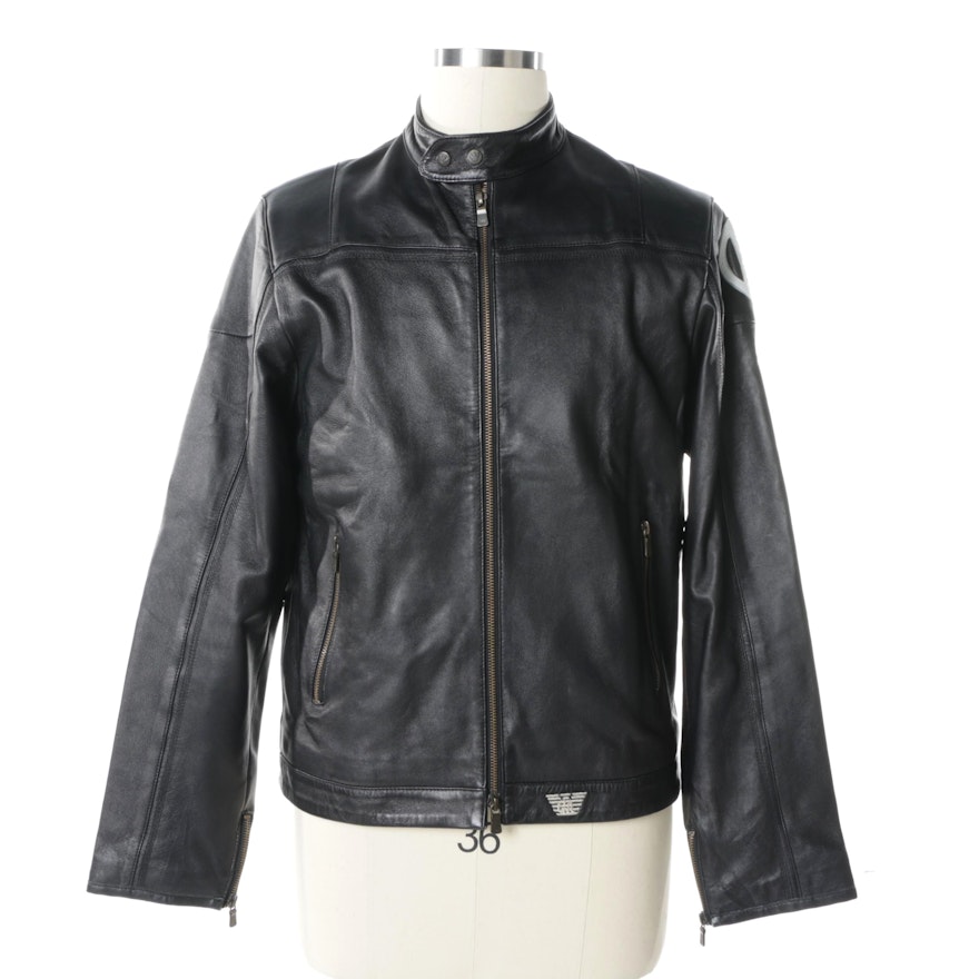 Men's Emporio Armani Black Leather Jacket