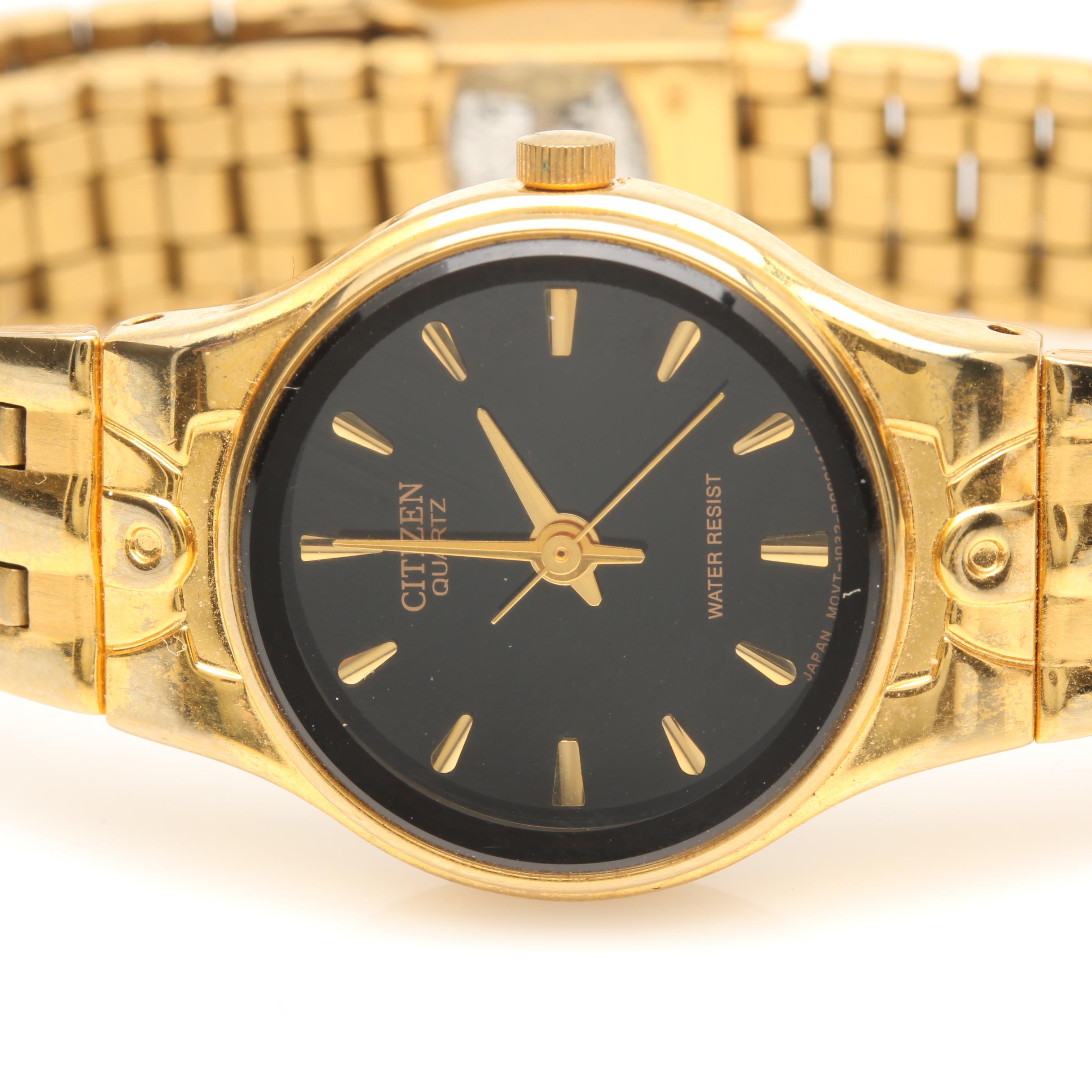 Croton Diamond Accent and Citizen Gold Tone Watches
