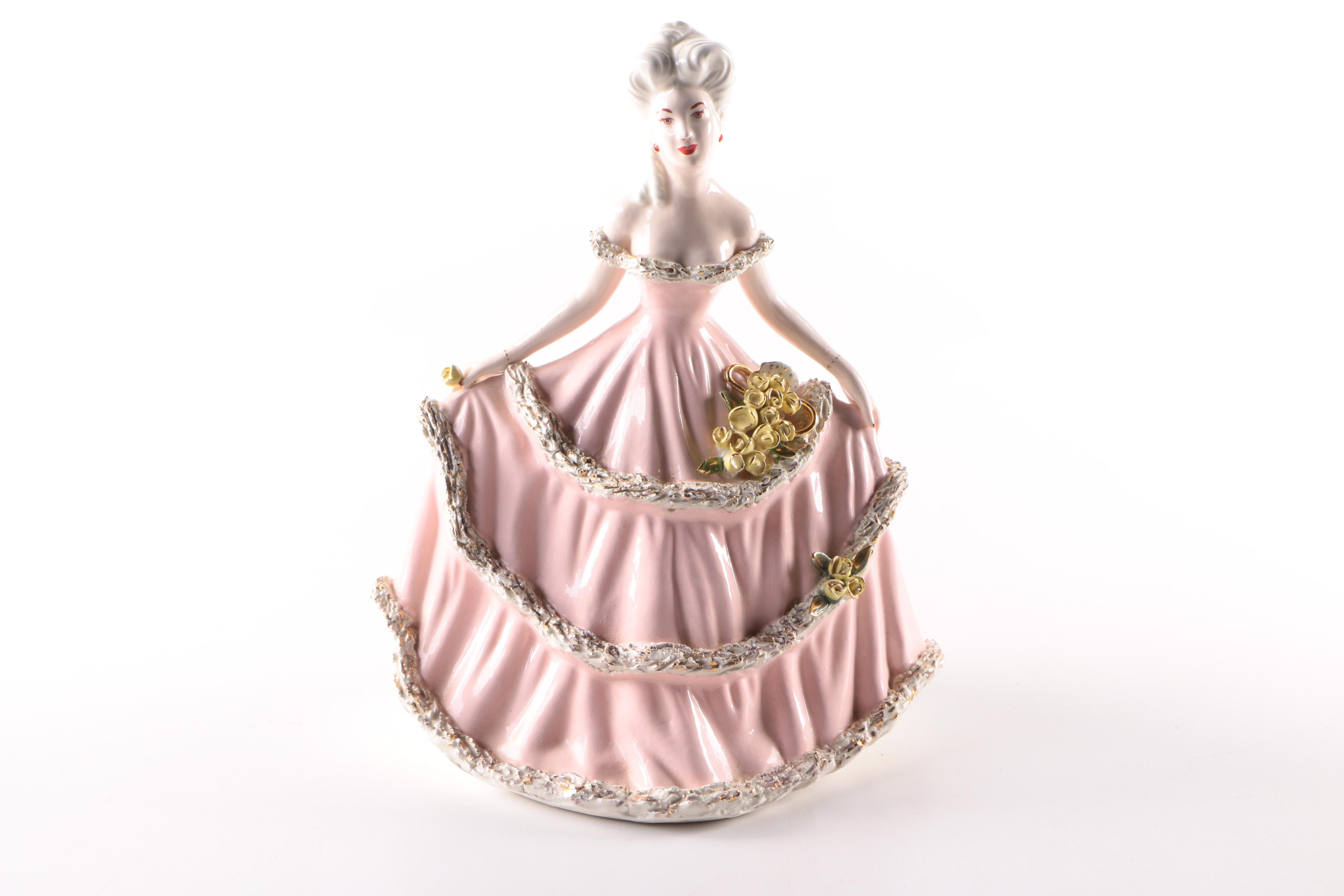 Vintage Holland Mold Ceramic Figurine of Woman in Pink Dress