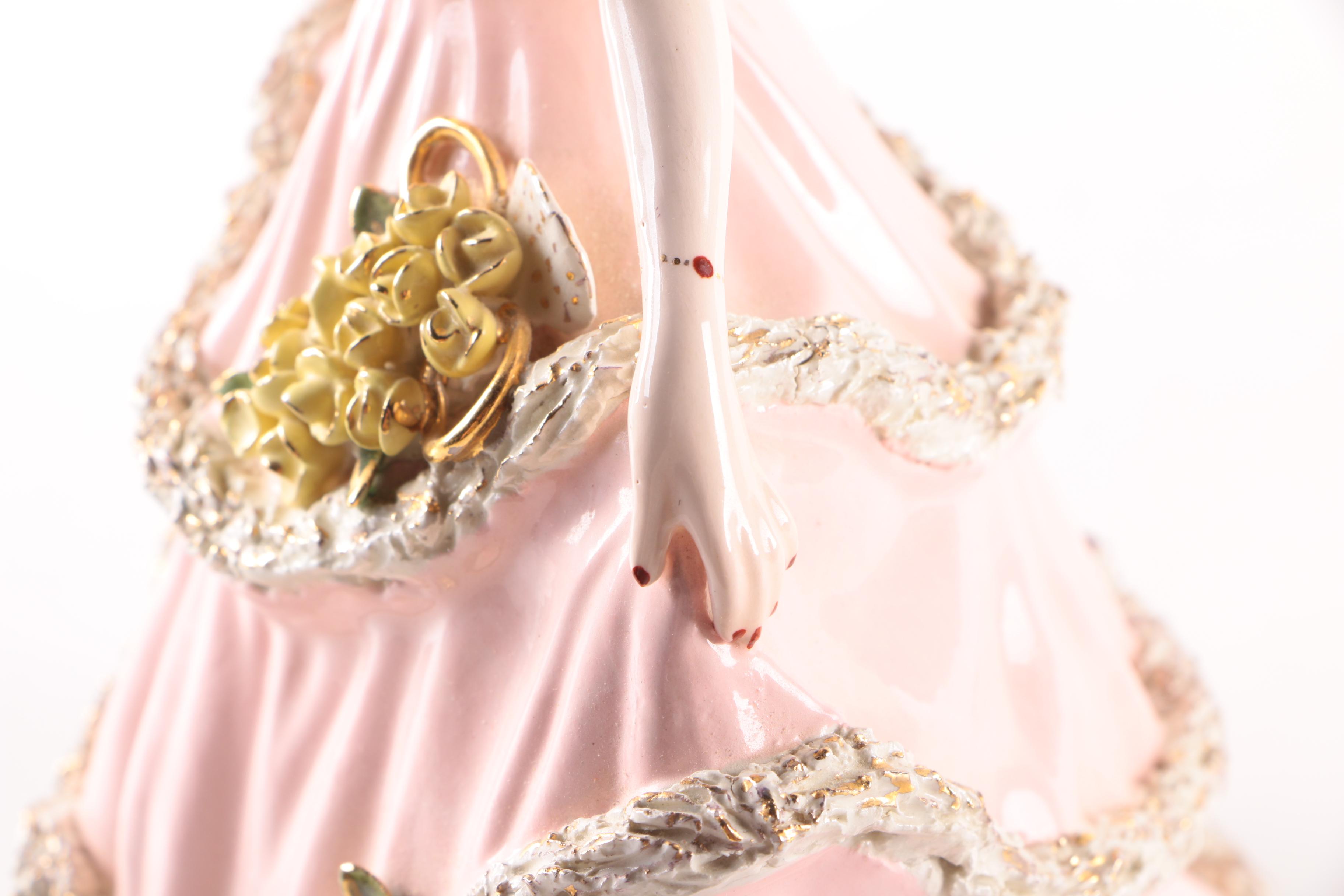 Vintage Holland Mold Ceramic Figurine of Woman in Pink Dress