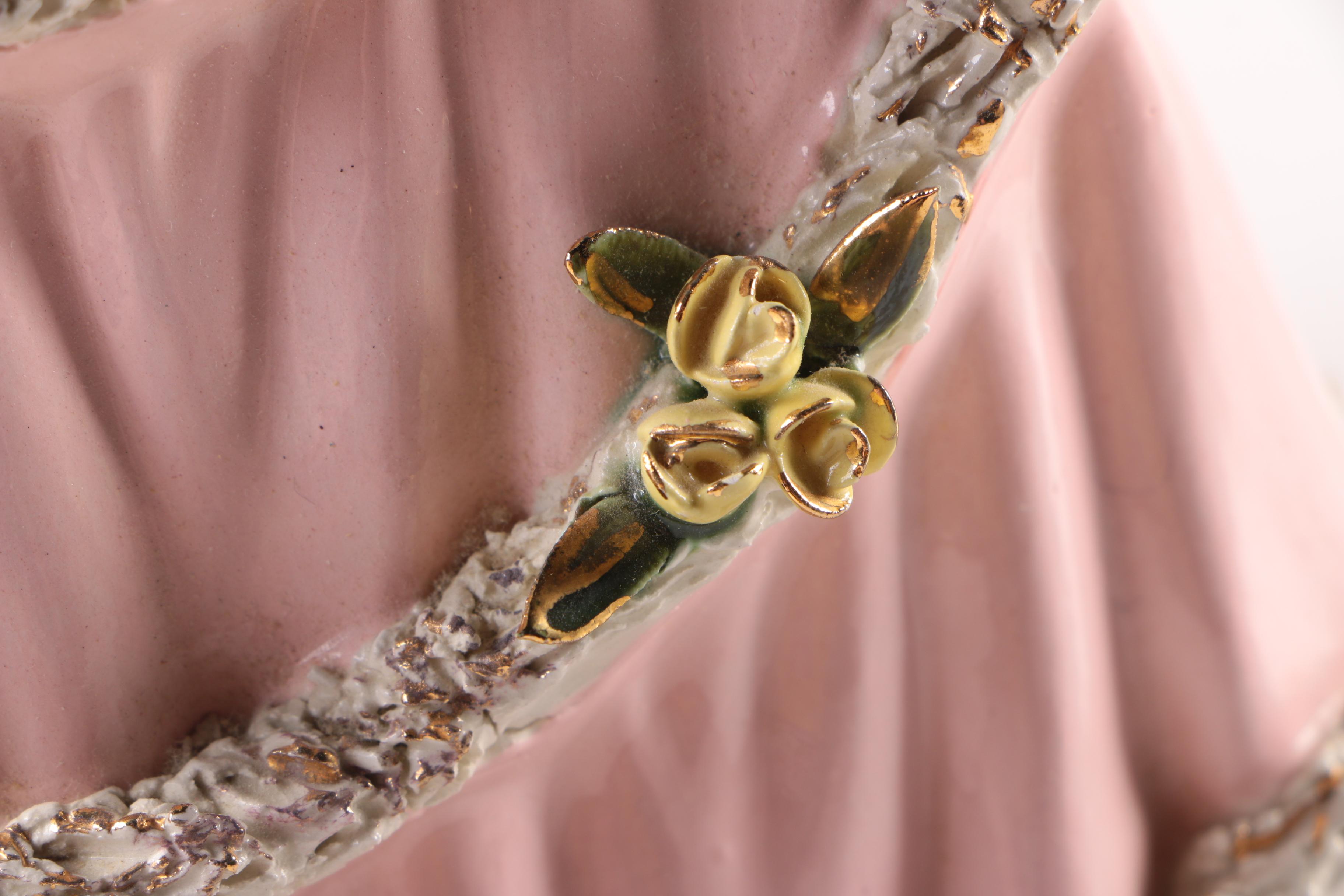 Vintage Holland Mold Ceramic Figurine of Woman in Pink Dress