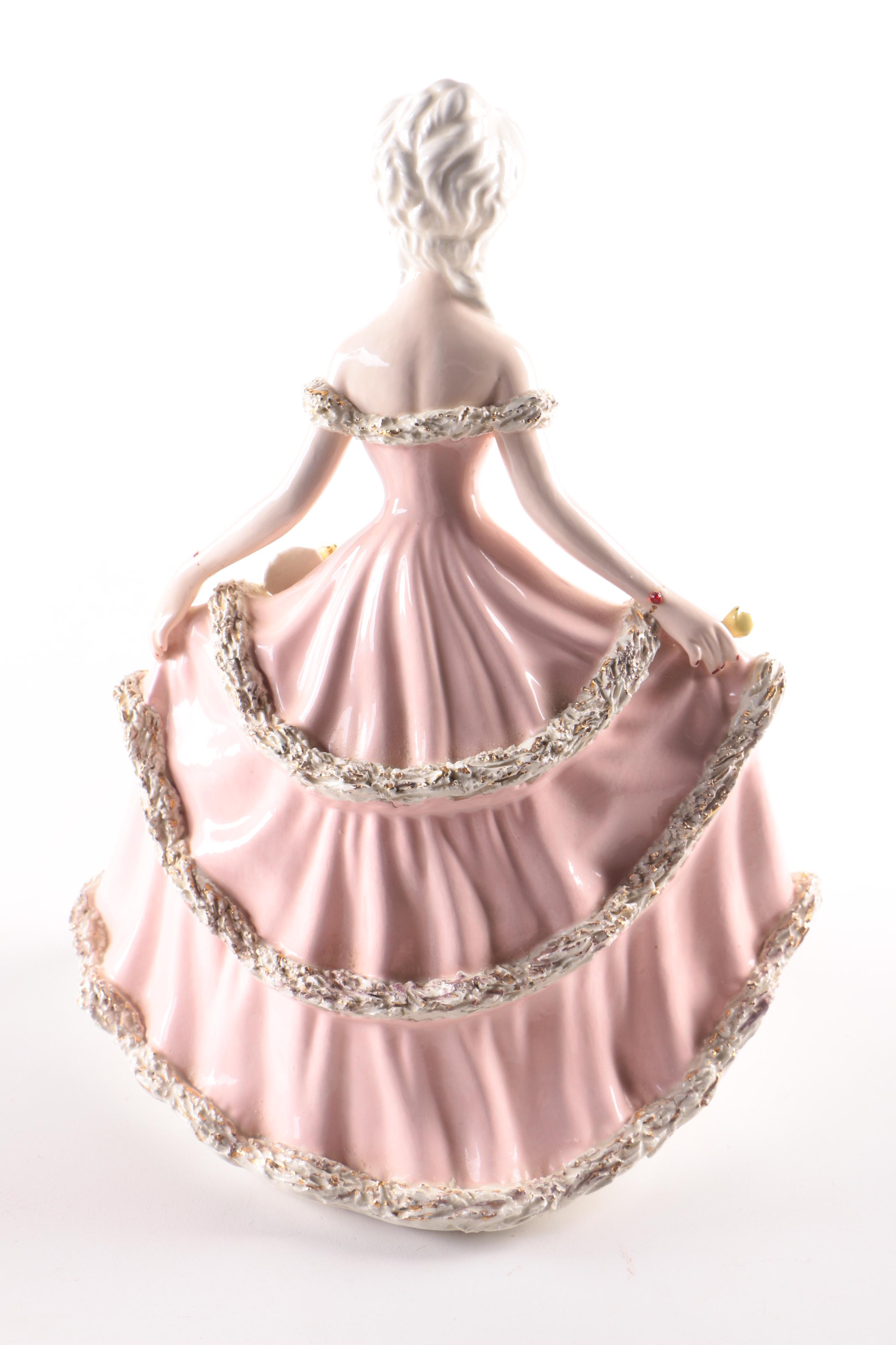 Vintage Holland Mold Ceramic Figurine of Woman in Pink Dress