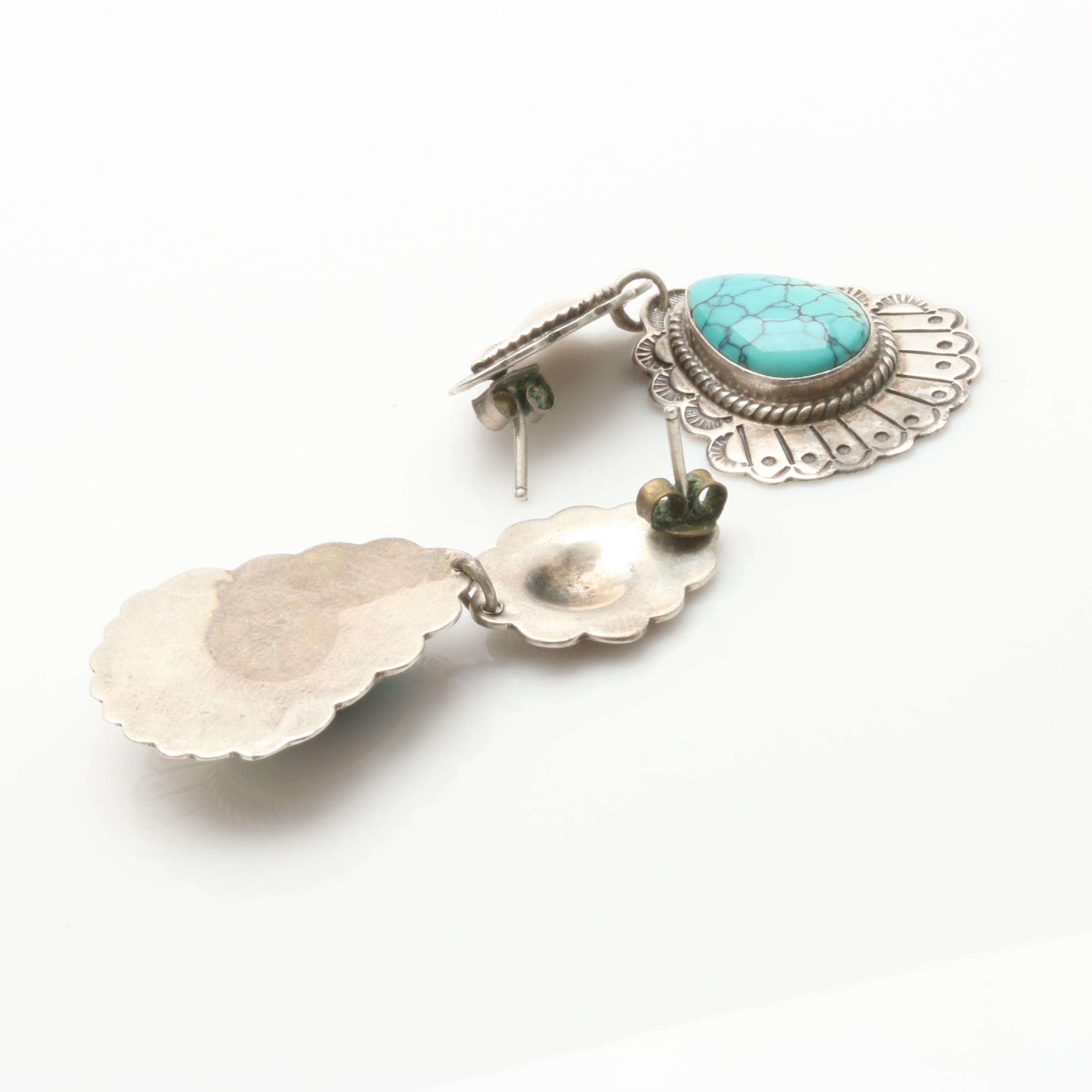 Joe Delgarito and Rudy Willie Navajo Diné Sterling Silver Turquoise Earrings